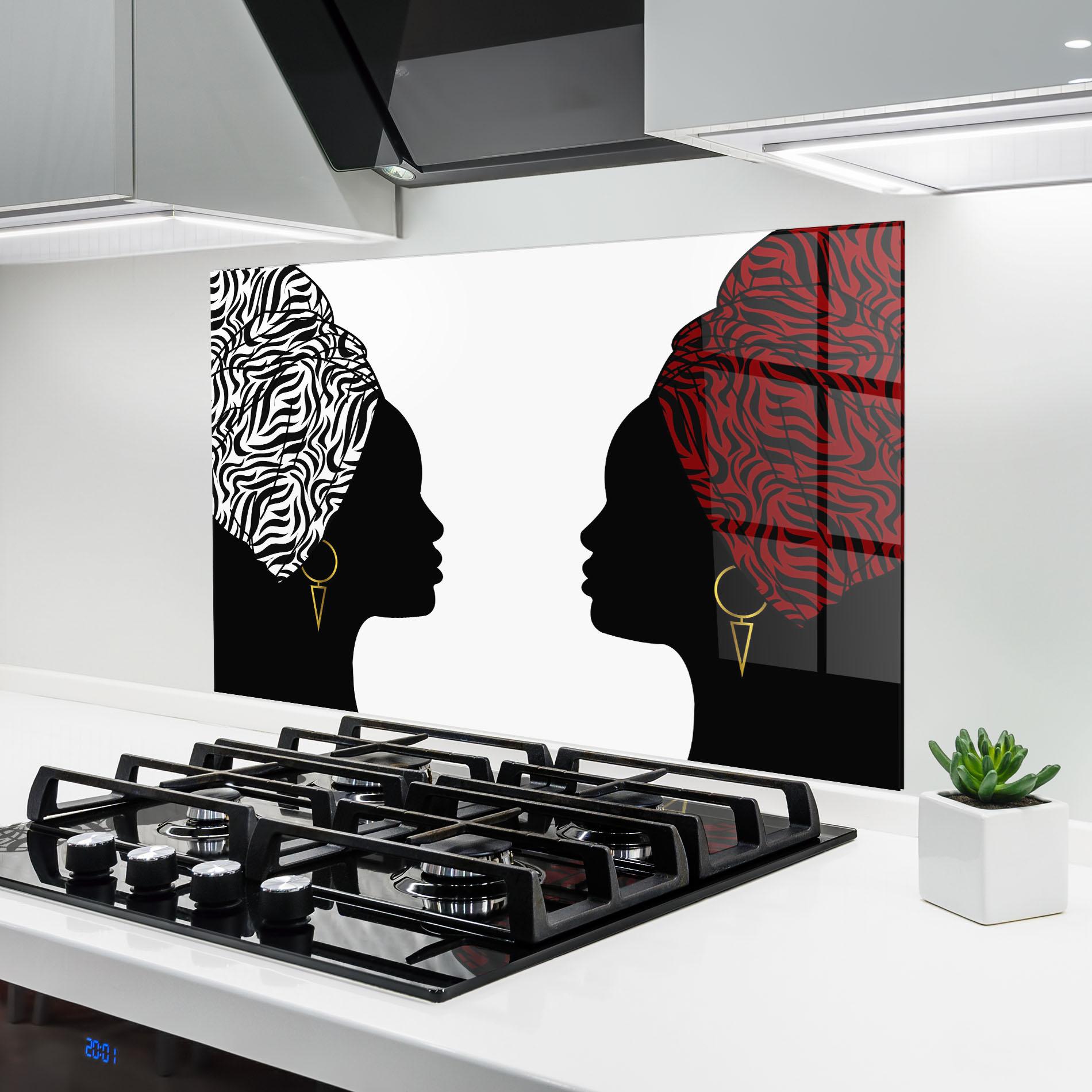 Panou Sticla Bucatarie African Woman Talk mockup 6