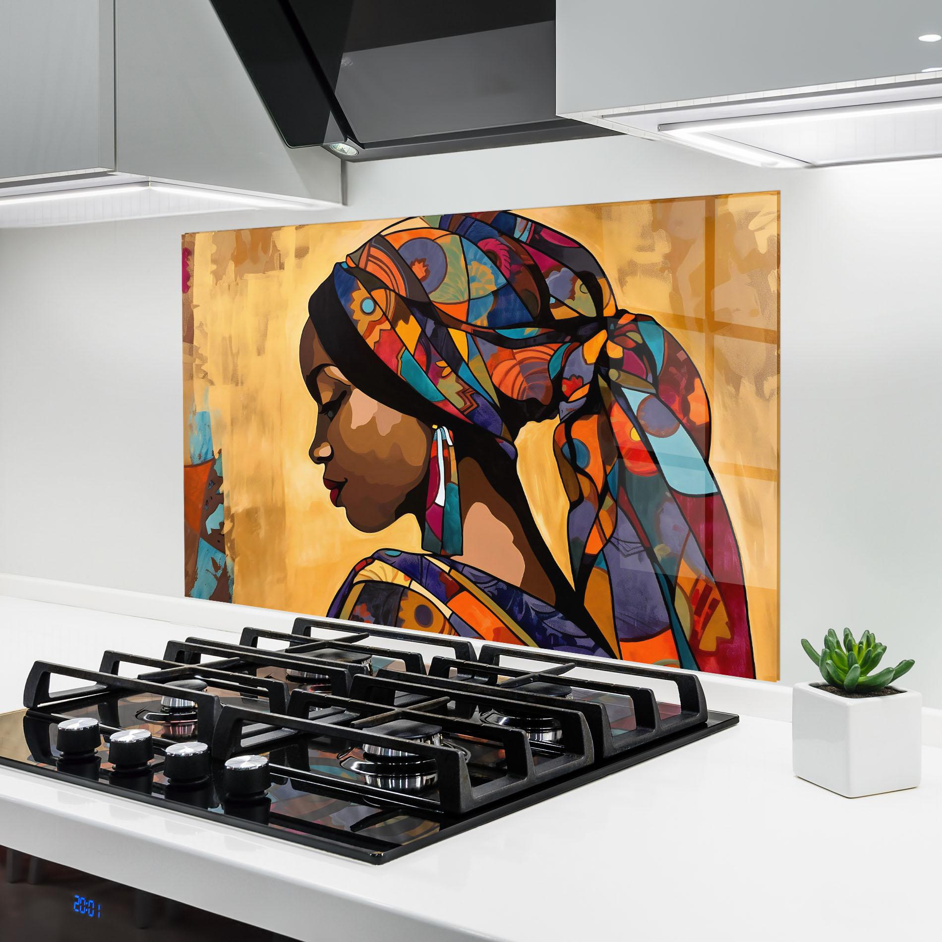 Panou Sticla Bucatarie Headscarf Pretty Woman mockup 6