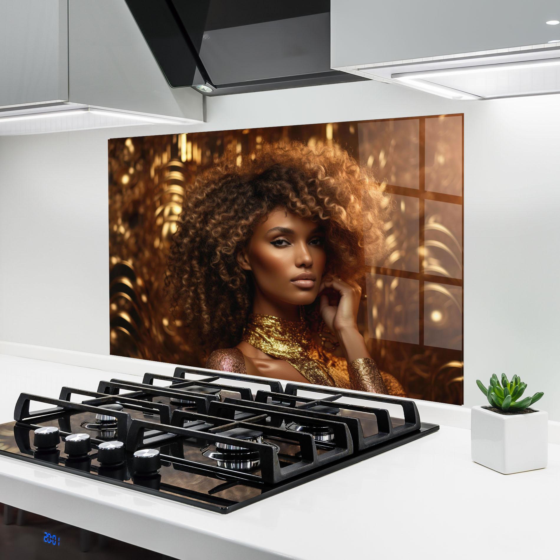 Panou Sticla Bucatarie Radiant Bronze Goddess mockup 6