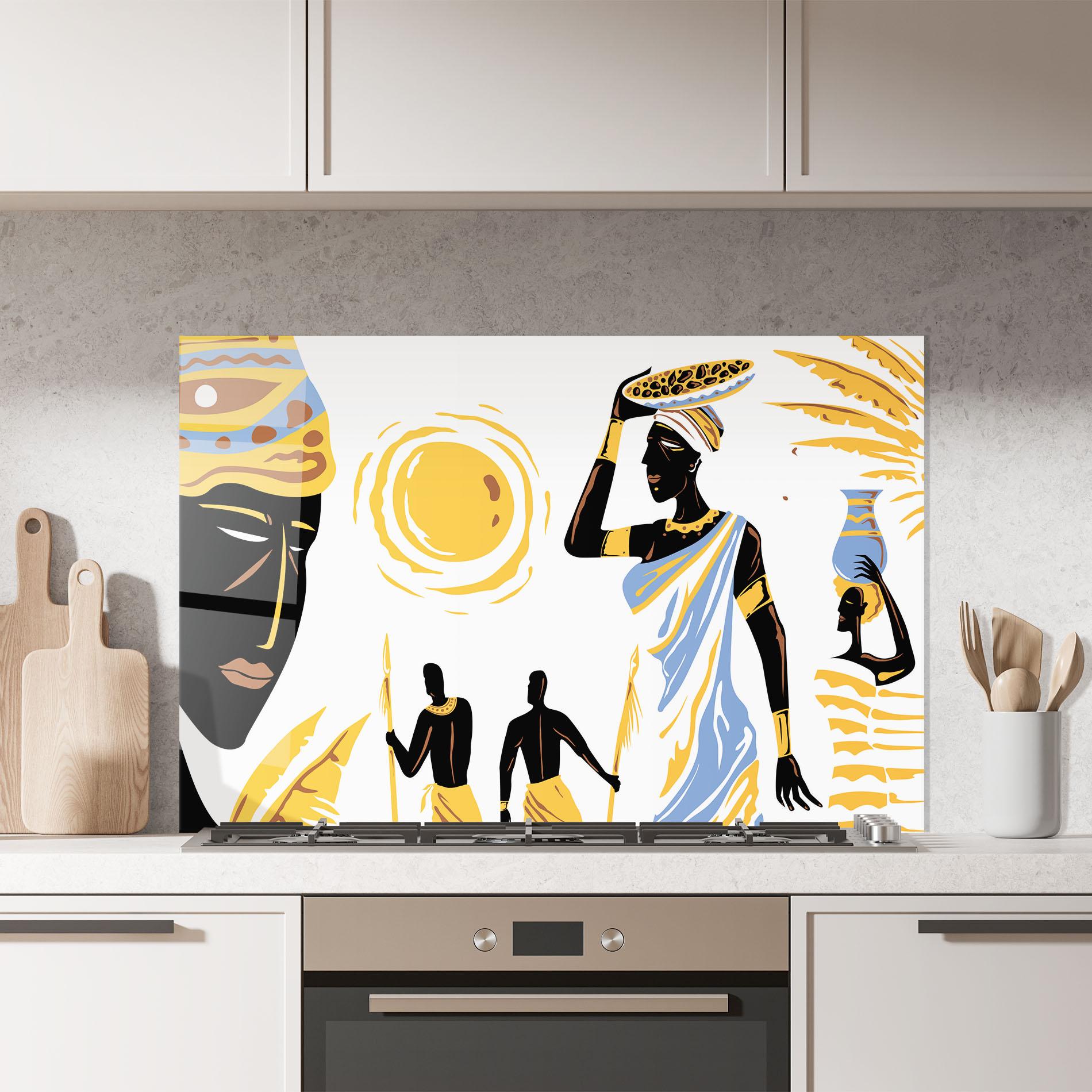 Panou Sticla Bucatarie African Drawing mockup 7