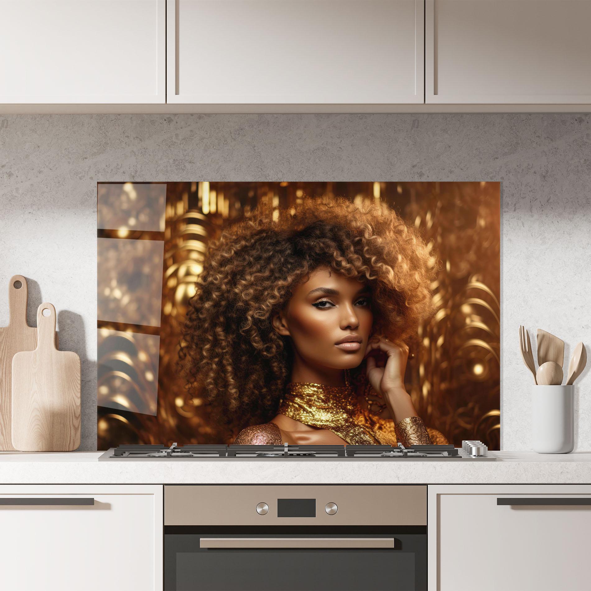 Panou Sticla Bucatarie Radiant Bronze Goddess mockup 7