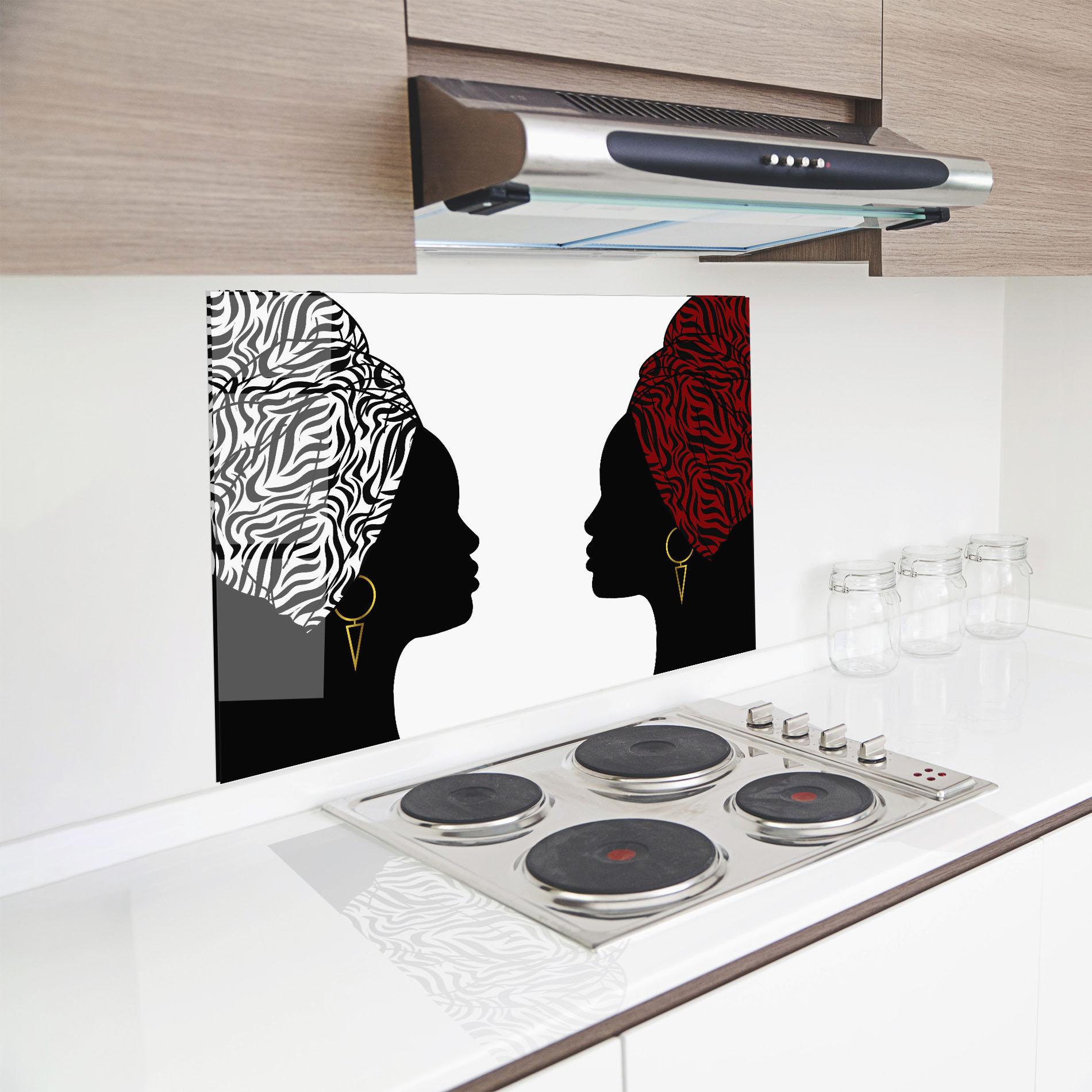 Panou Sticla Bucatarie African Woman Talk mockup 8