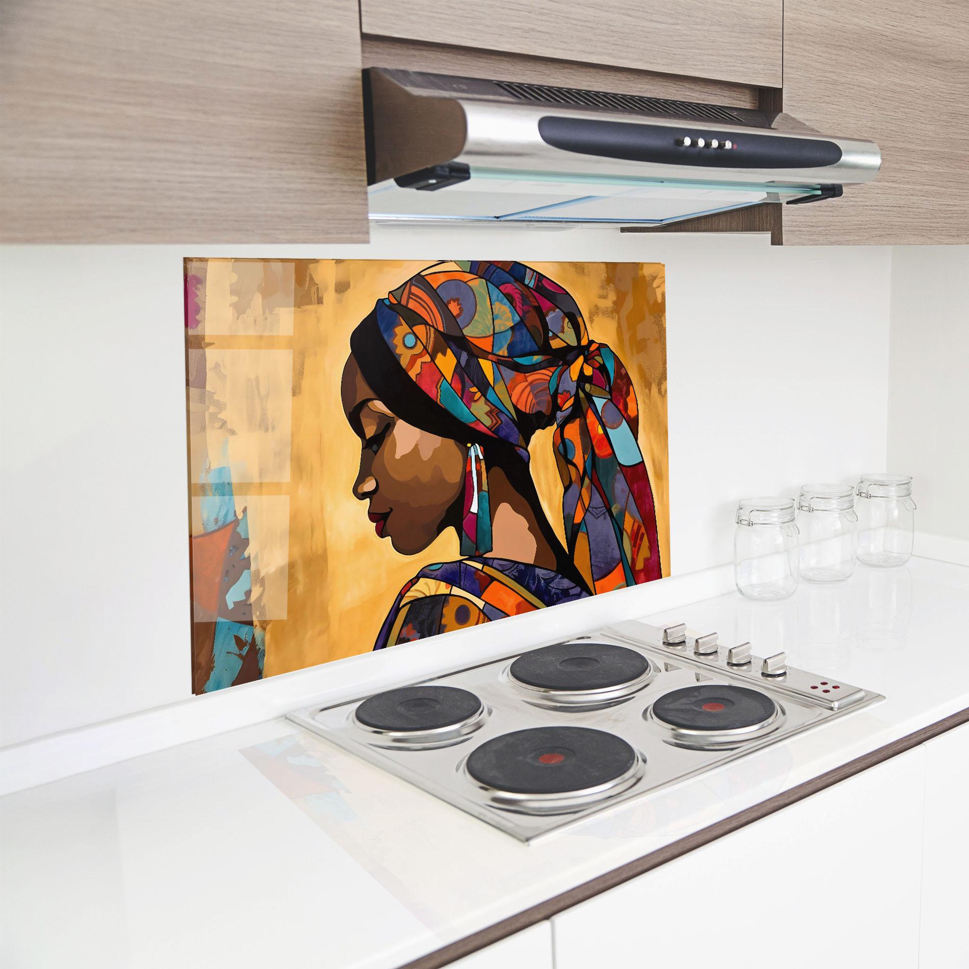 Panou Sticla Bucatarie Headscarf Pretty Woman mockup 8