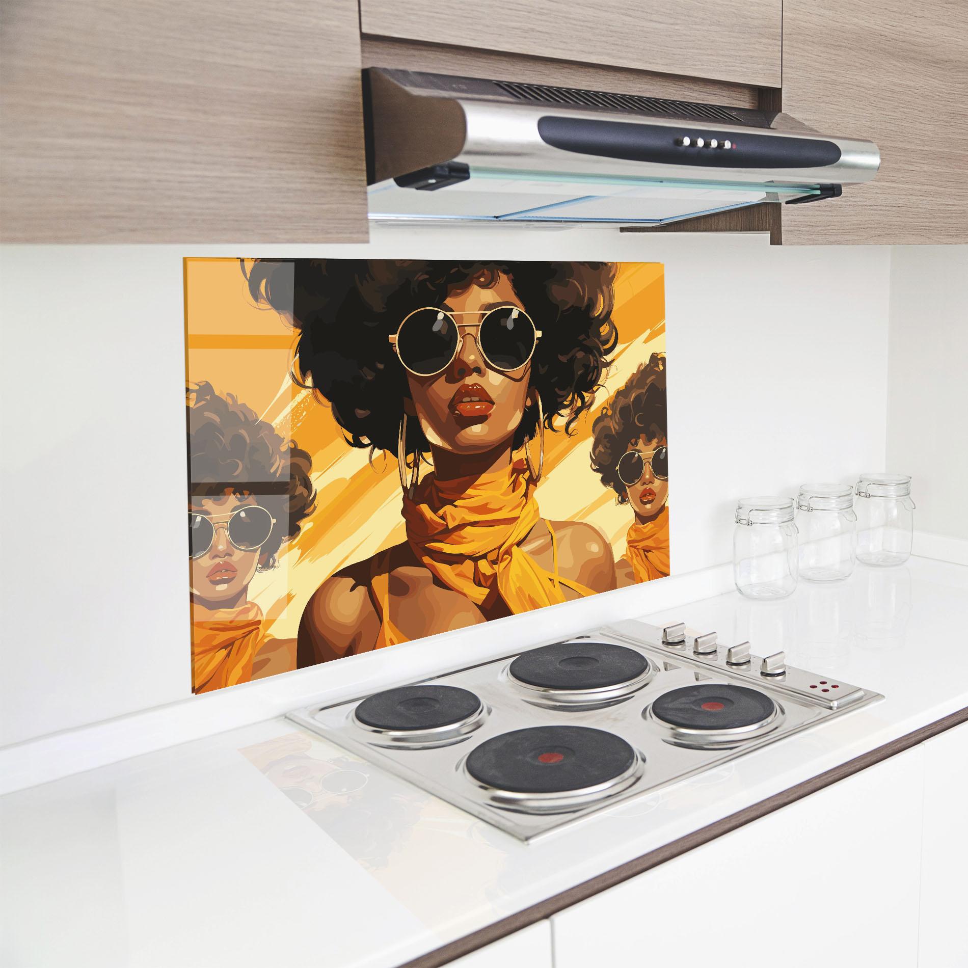 Panou Sticla Bucatarie Yellow African Scarf mockup 8