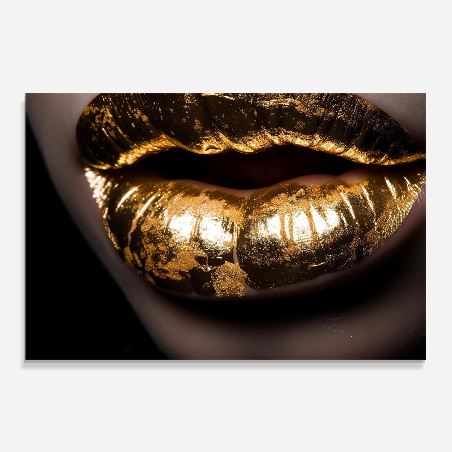 Panou Sticla Bucatarie Big Gold Lips mockup 0