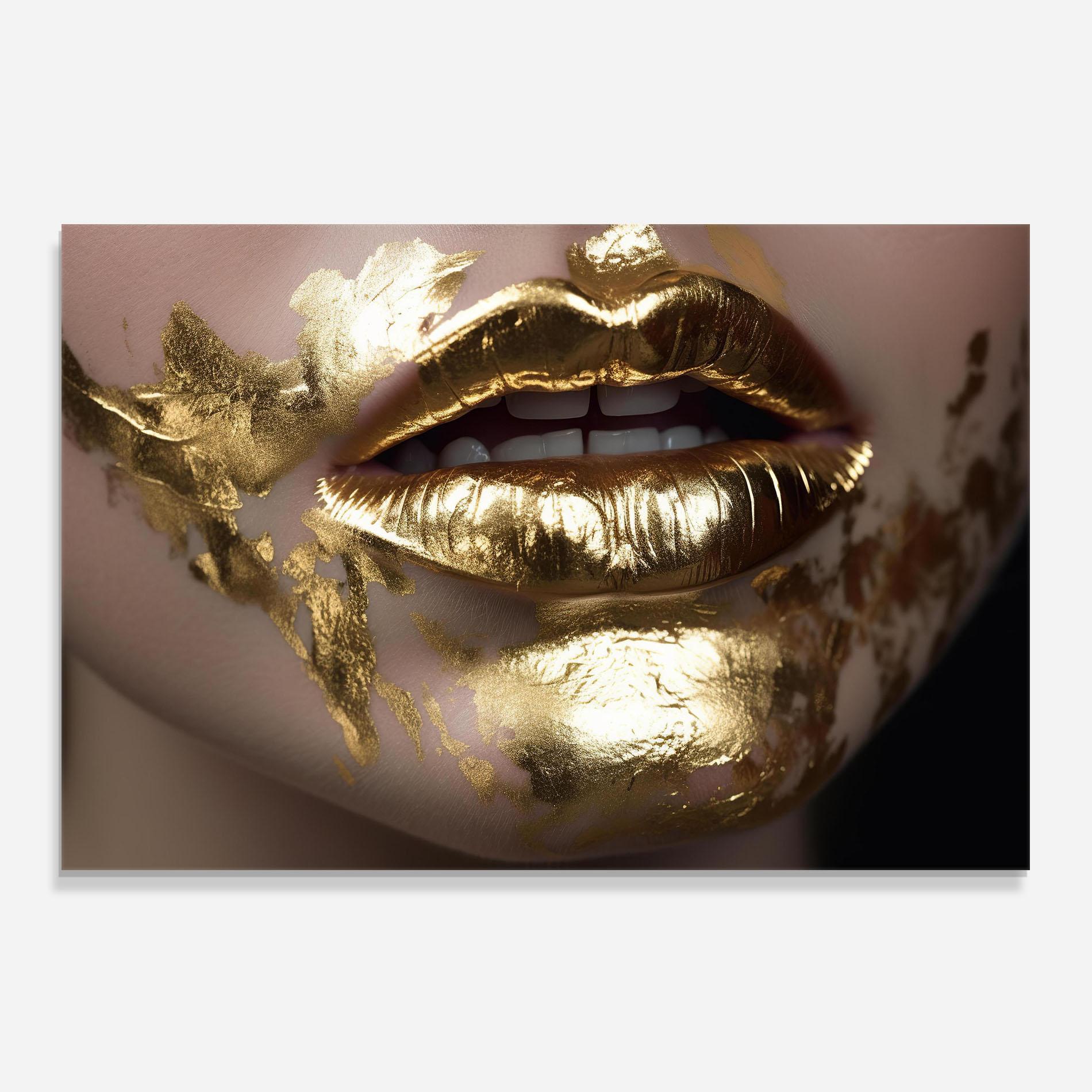 Panou Sticla Bucatarie Gold Open Lips mockup 0