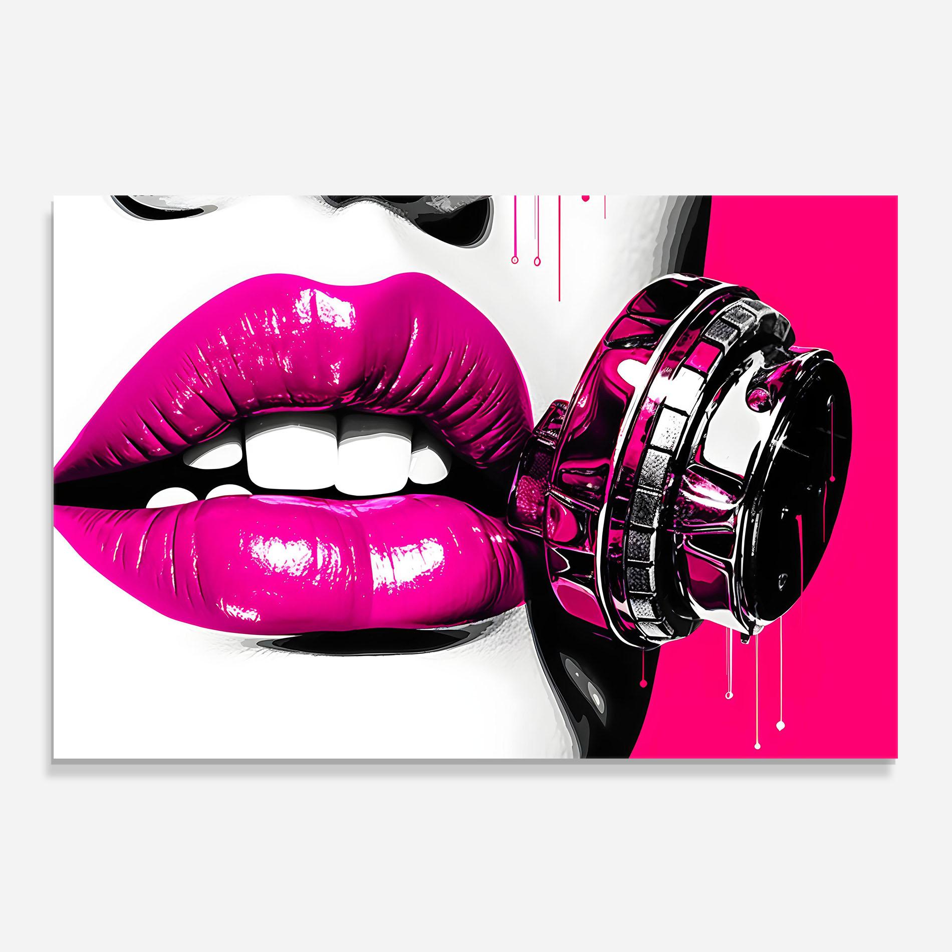 Panou Sticla Bucatarie Hot Pink Lips mockup 0