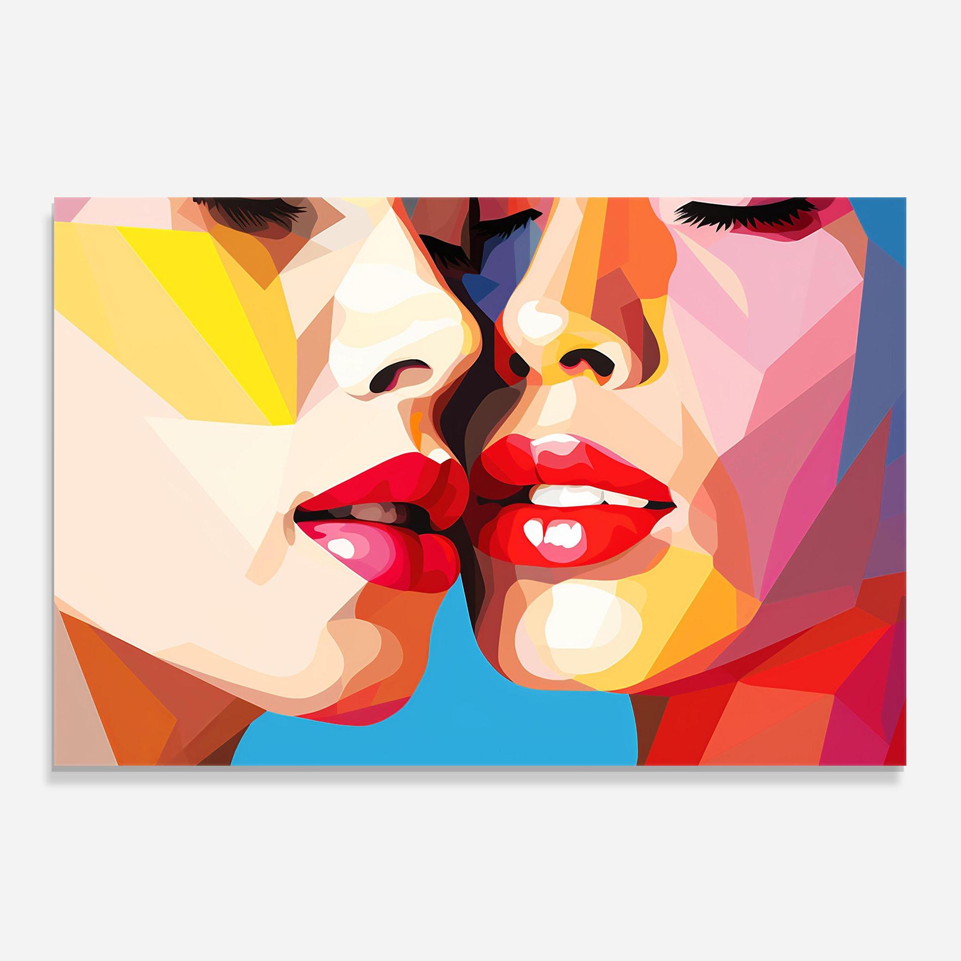 Panou Sticla Bucatarie Lips Kissing mockup 0