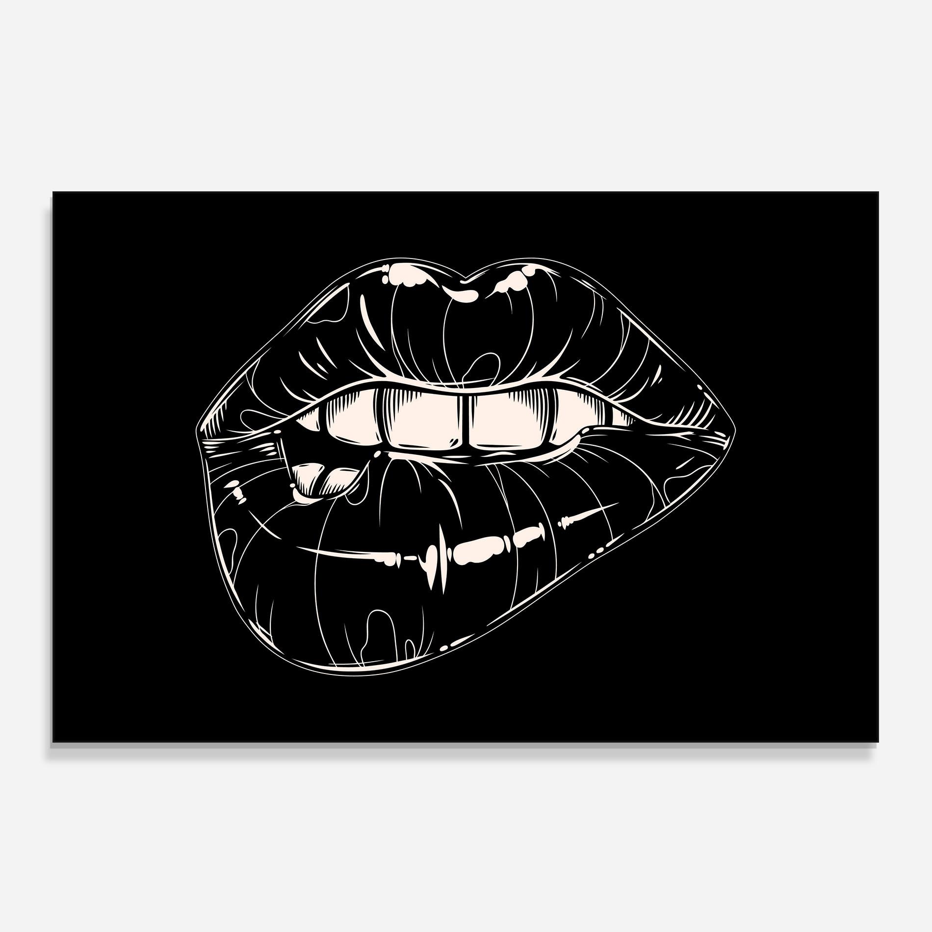 Panou Sticla Bucatarie Lips On Black Art mockup 0