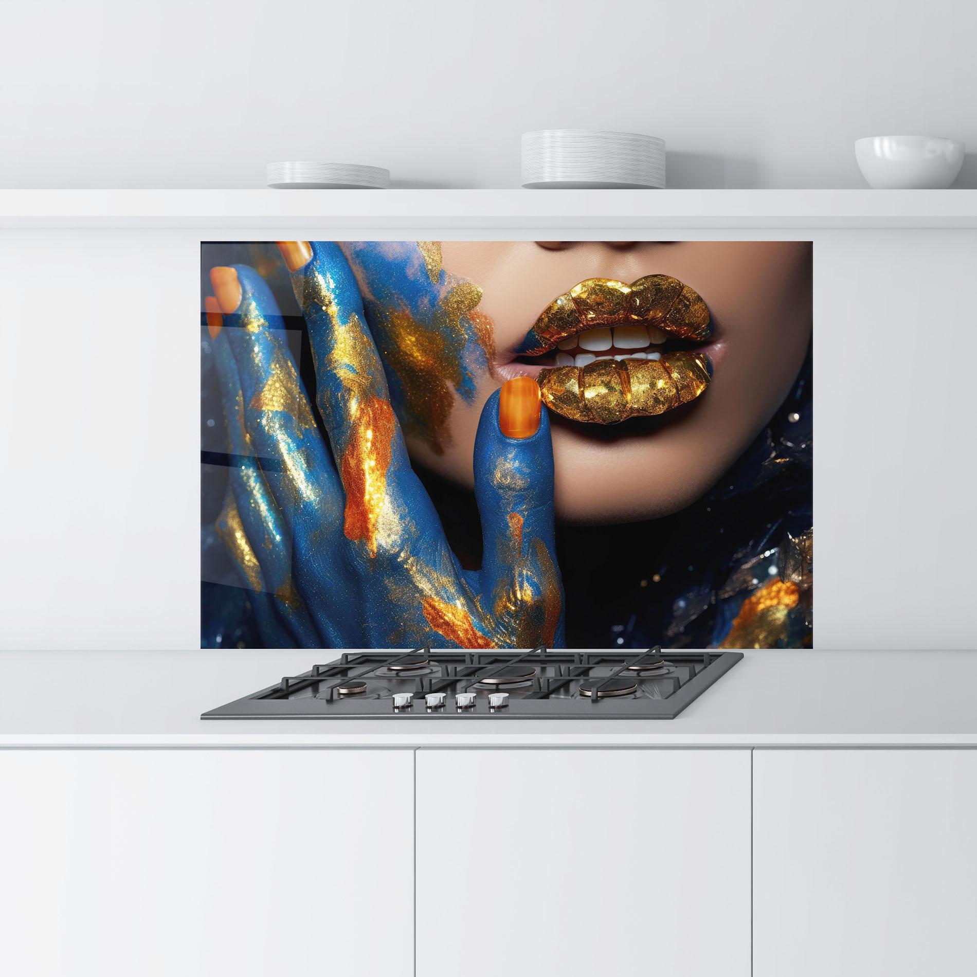 Panou Sticla Bucatarie Blue Hand Lips mockup 9