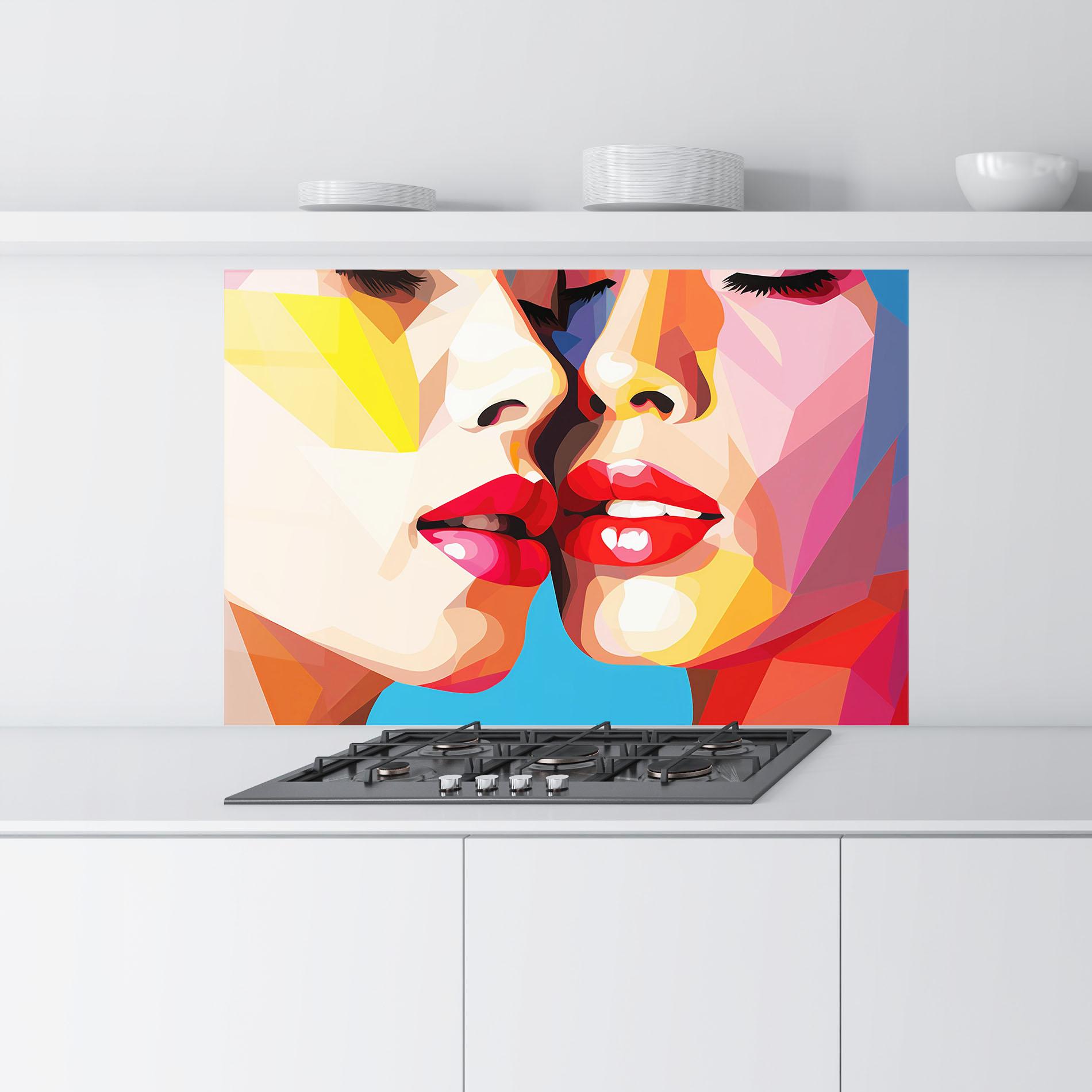 Panou Sticla Bucatarie Lips Kissing mockup 9