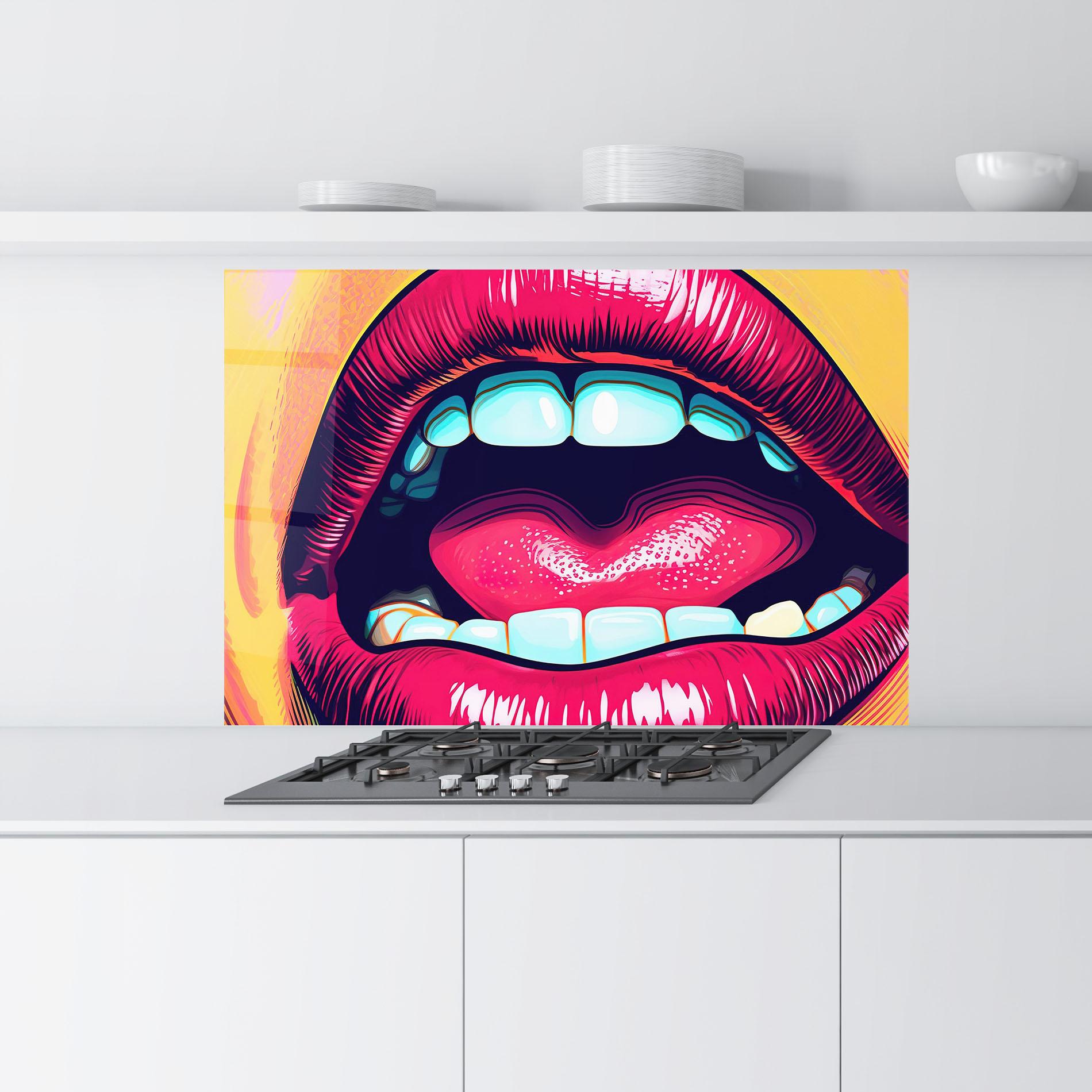Panou Sticla Bucatarie Lips Pop Art mockup 9