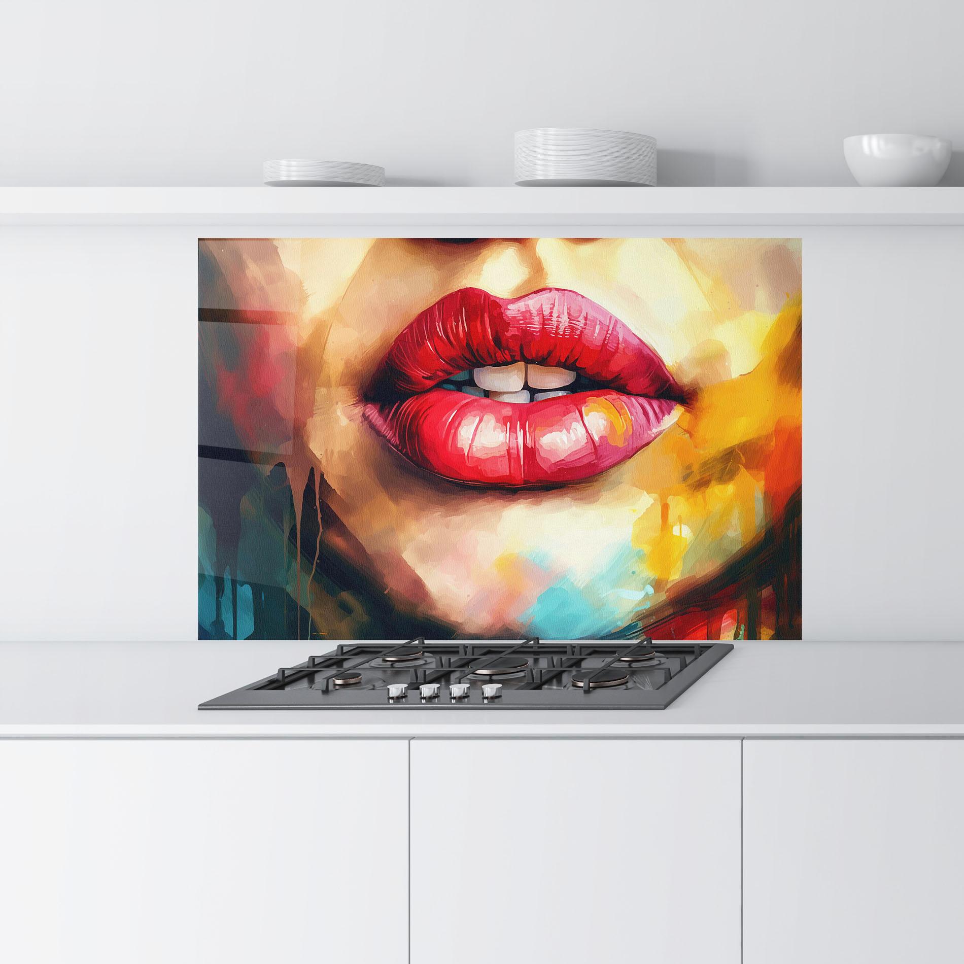 Panou Sticla Bucatarie Painting Texture Lips mockup 9