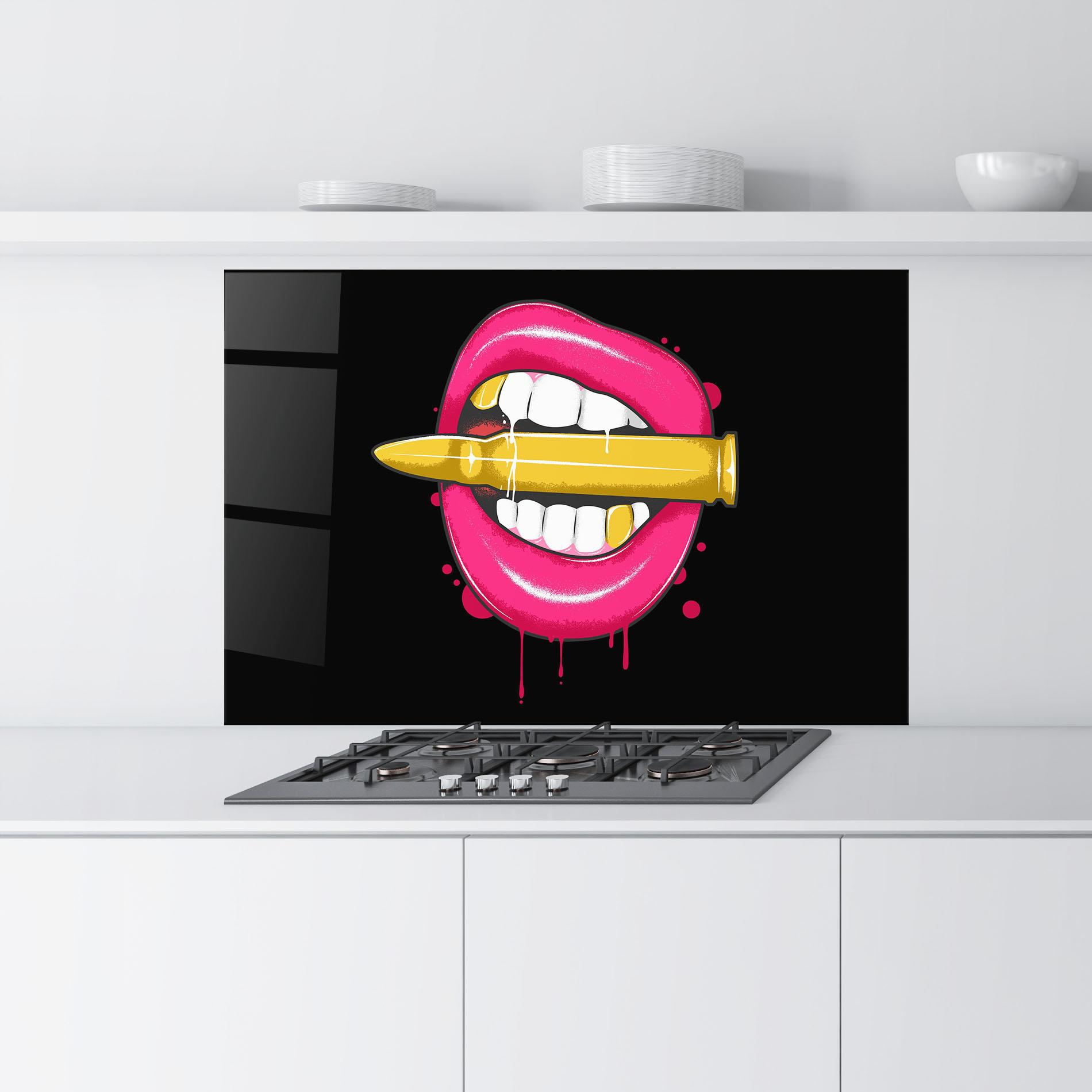 Panou Sticla Bucatarie Pink Bullet Lips mockup 9
