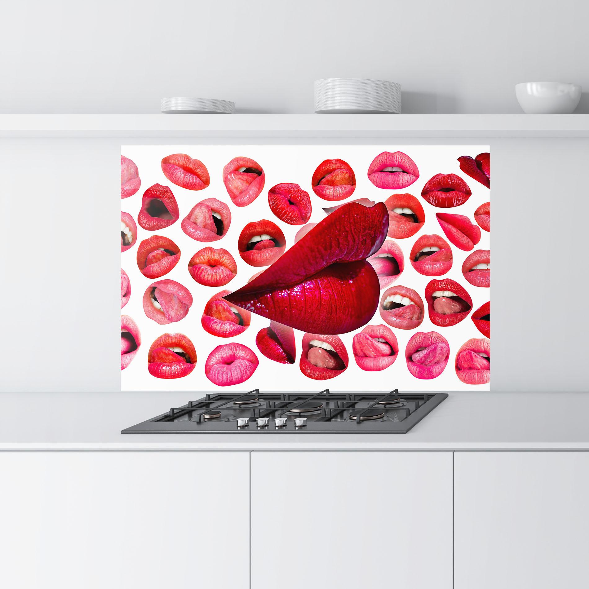 Panou Sticla Bucatarie Red Lip Female mockup 9