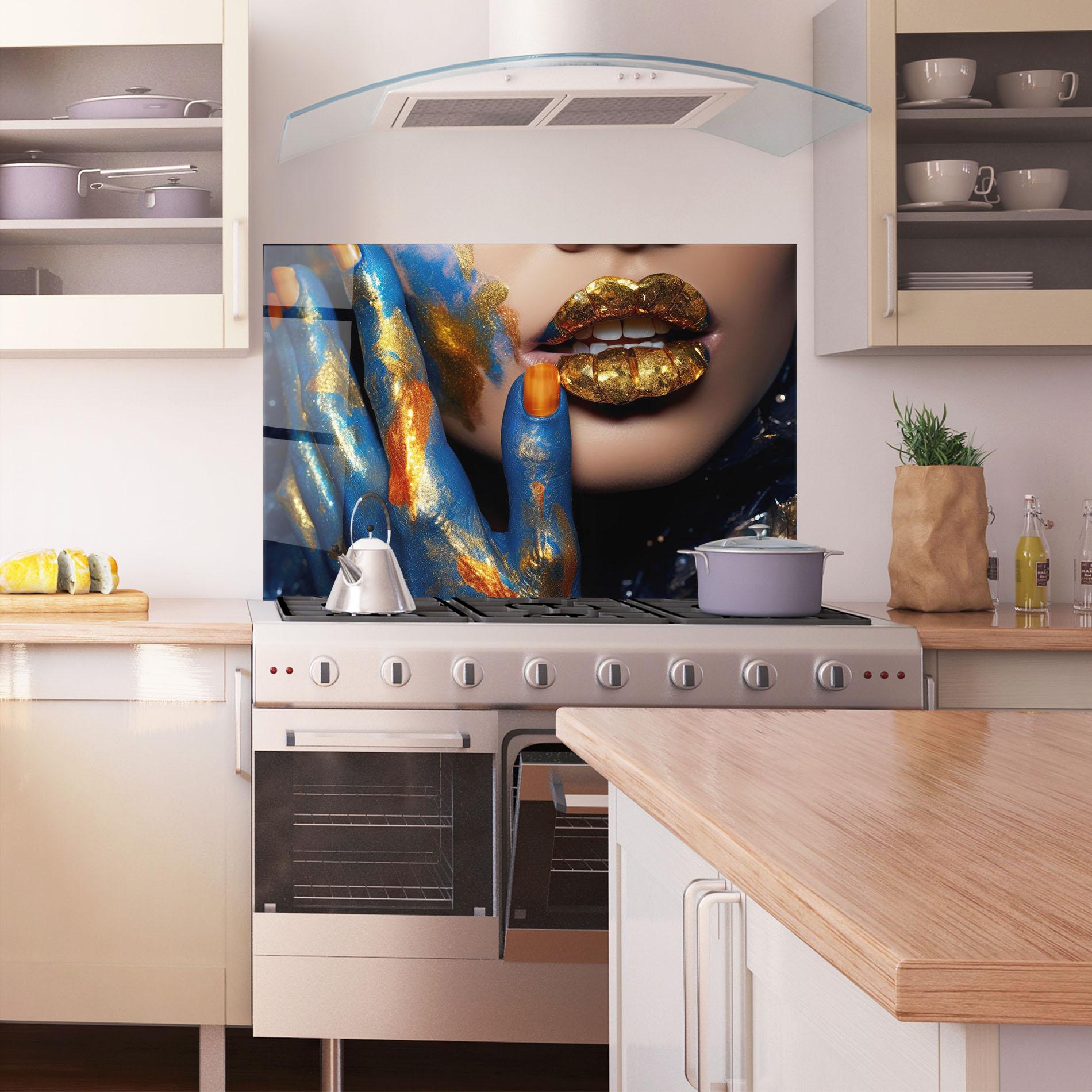 Panou Sticla Bucatarie Blue Hand Lips mockup 1