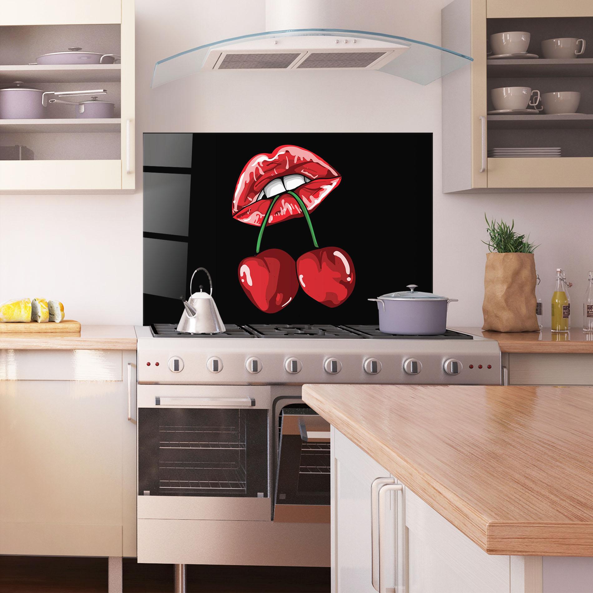 Panou Sticla Bucatarie Cherry Lips mockup 1
