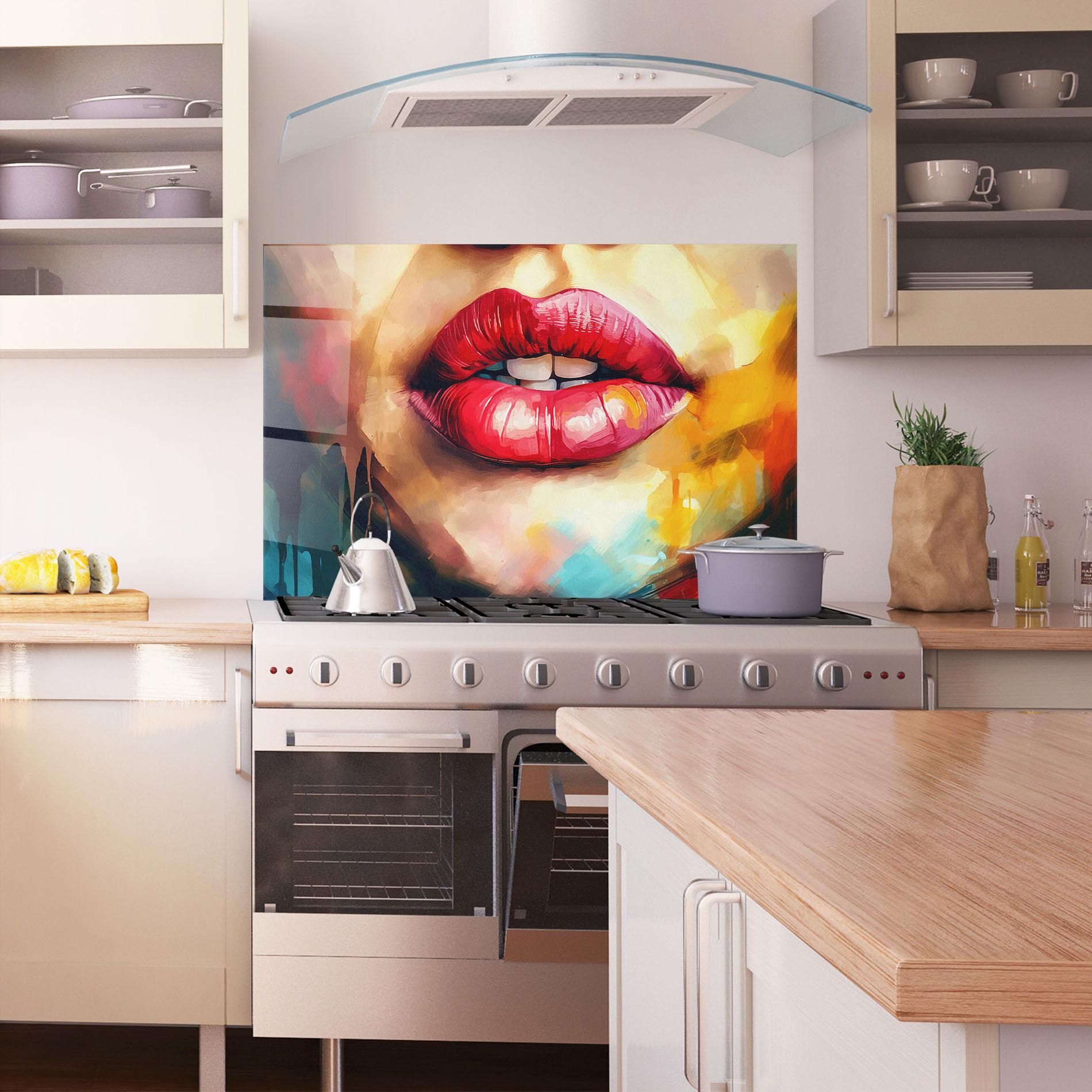 Panou Sticla Bucatarie Painting Texture Lips mockup 1