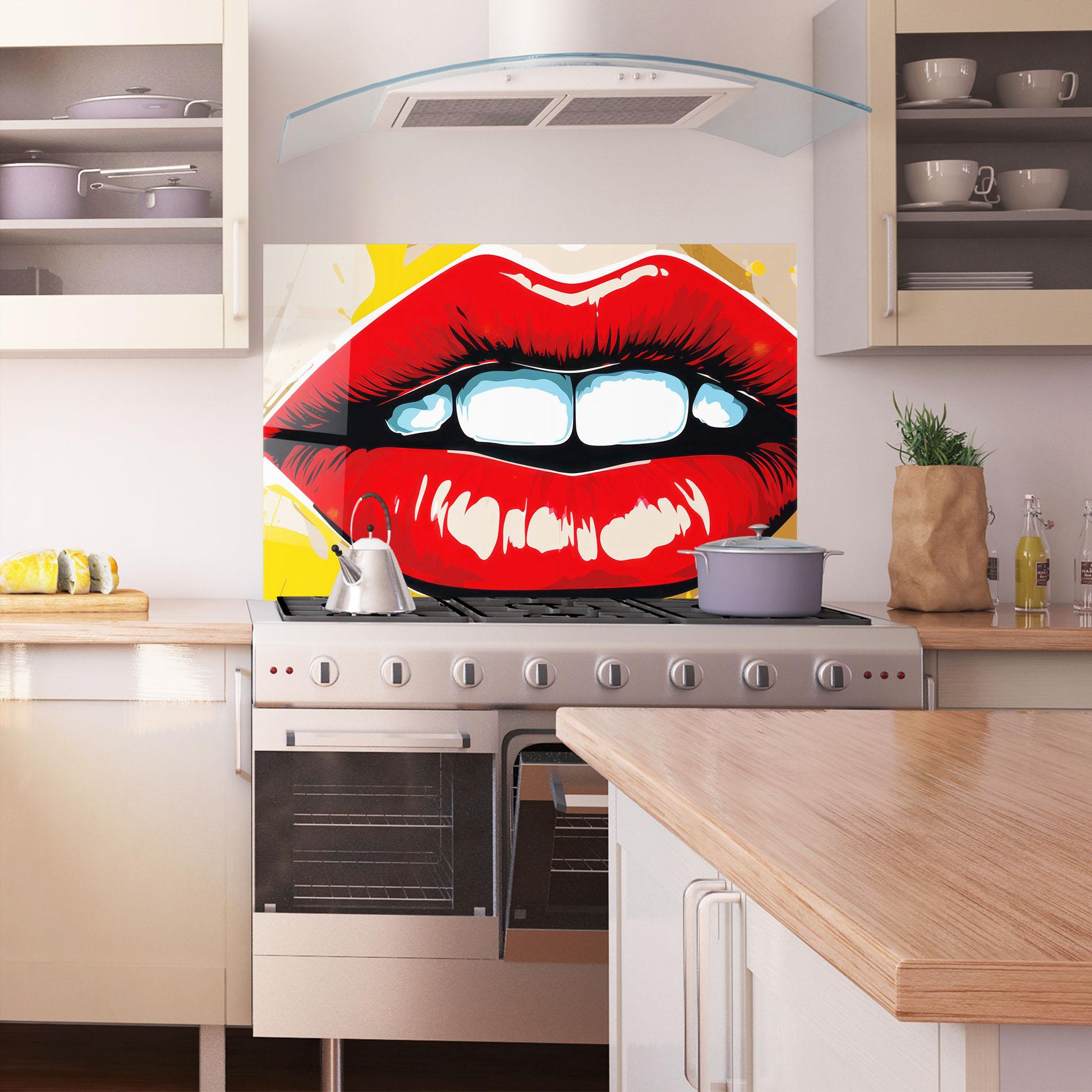Panou Sticla Bucatarie Pop Lips mockup 1