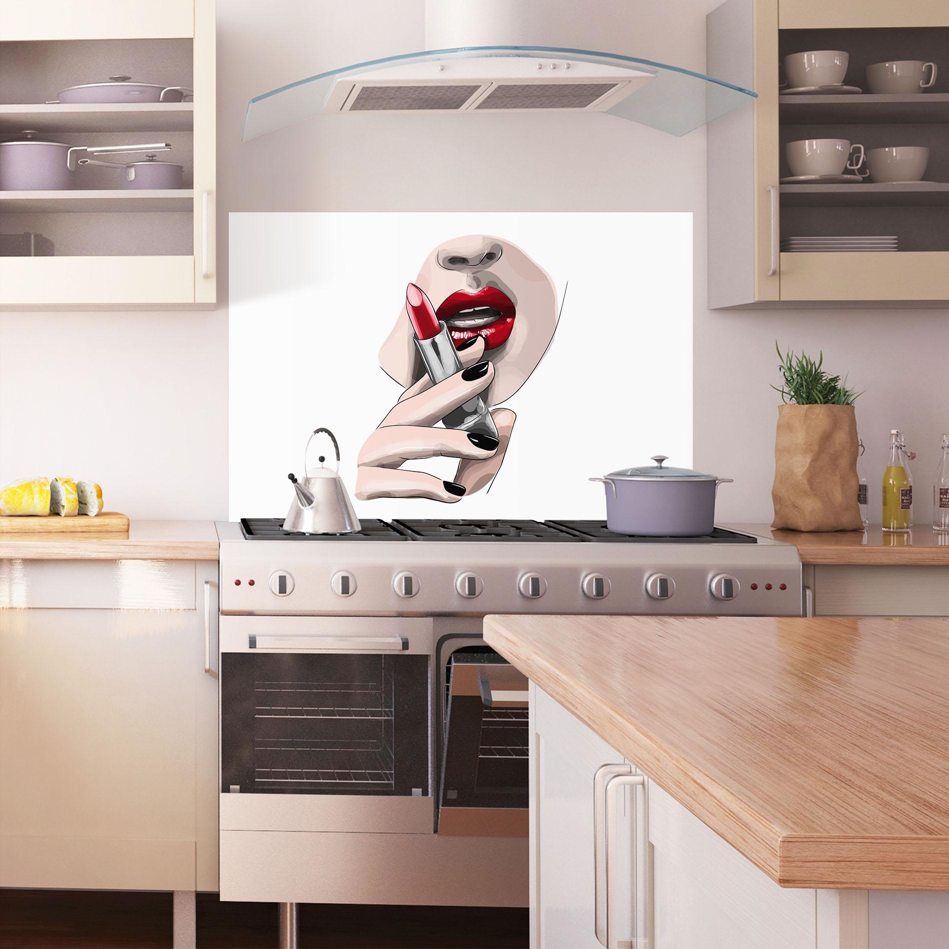 Panou Sticla Bucatarie Red Lipstick mockup 1