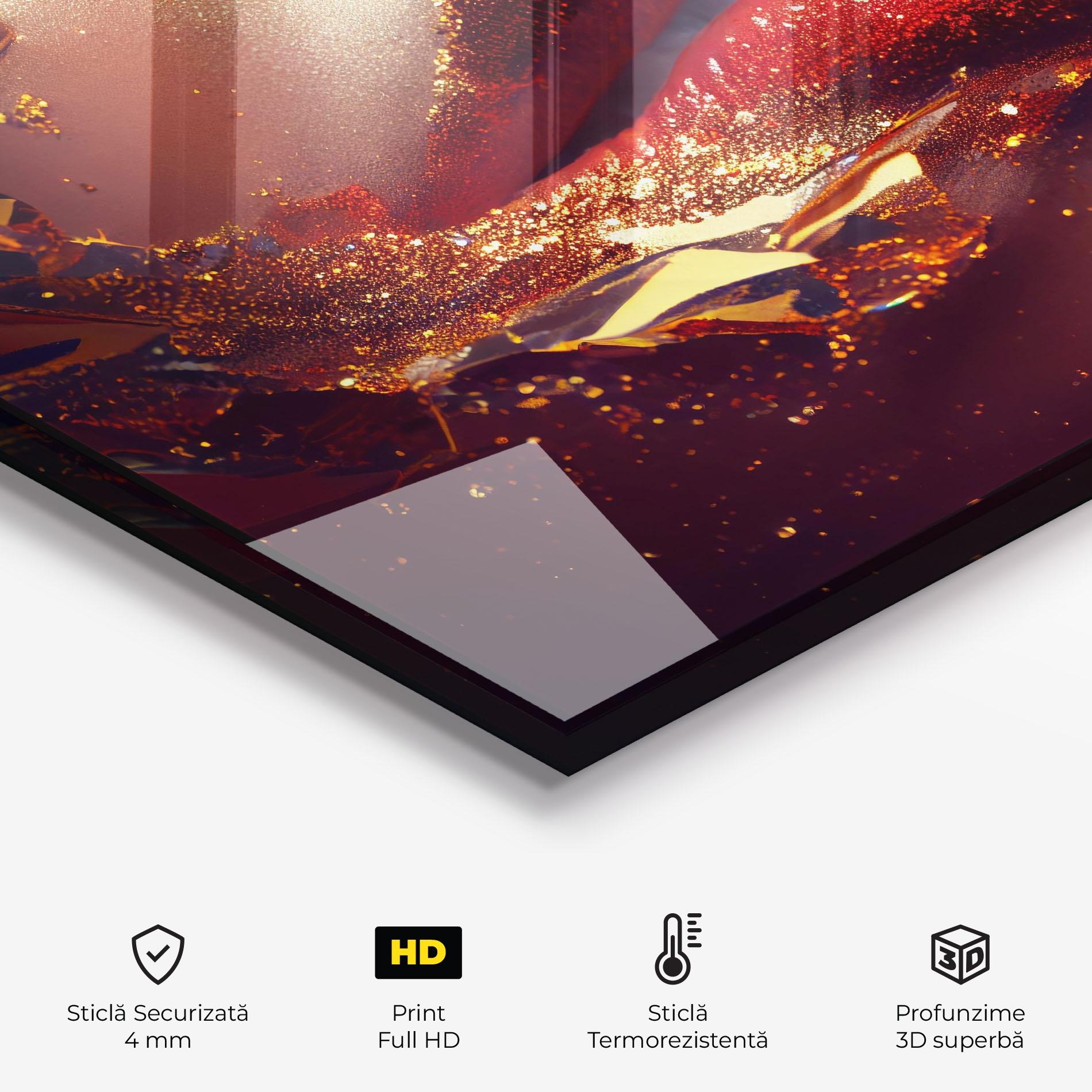 Panou Sticla Bucatarie Gold Glitter Lips mockup 2