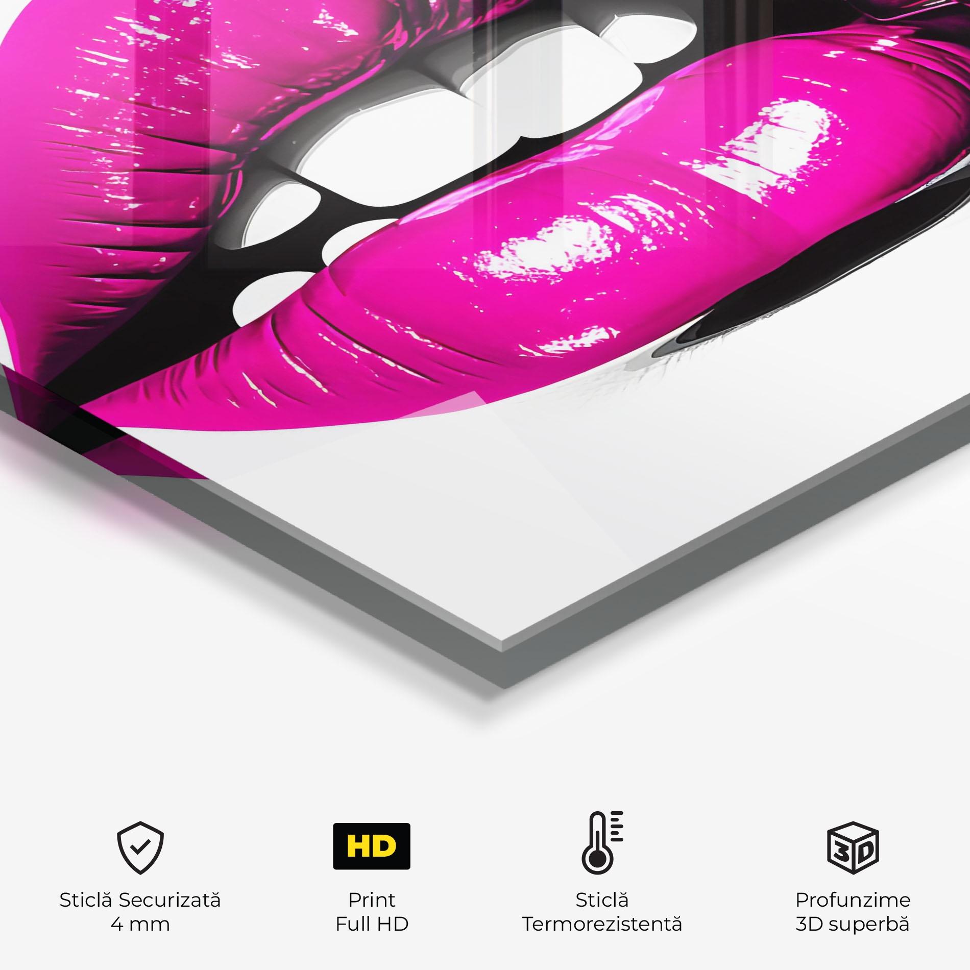 Panou Sticla Bucatarie Hot Pink Lips mockup 2