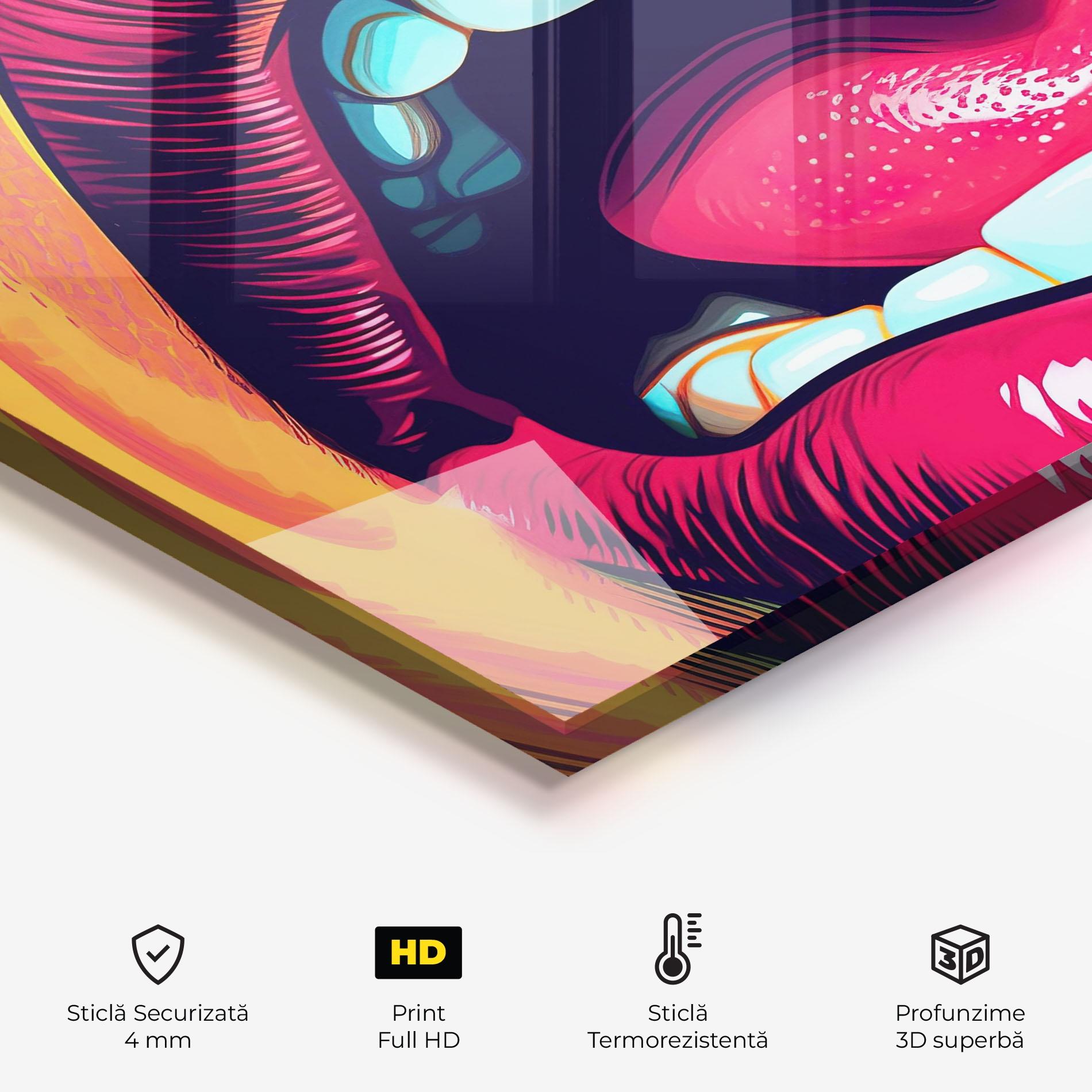 Panou Sticla Bucatarie Lips Pop Art mockup 2