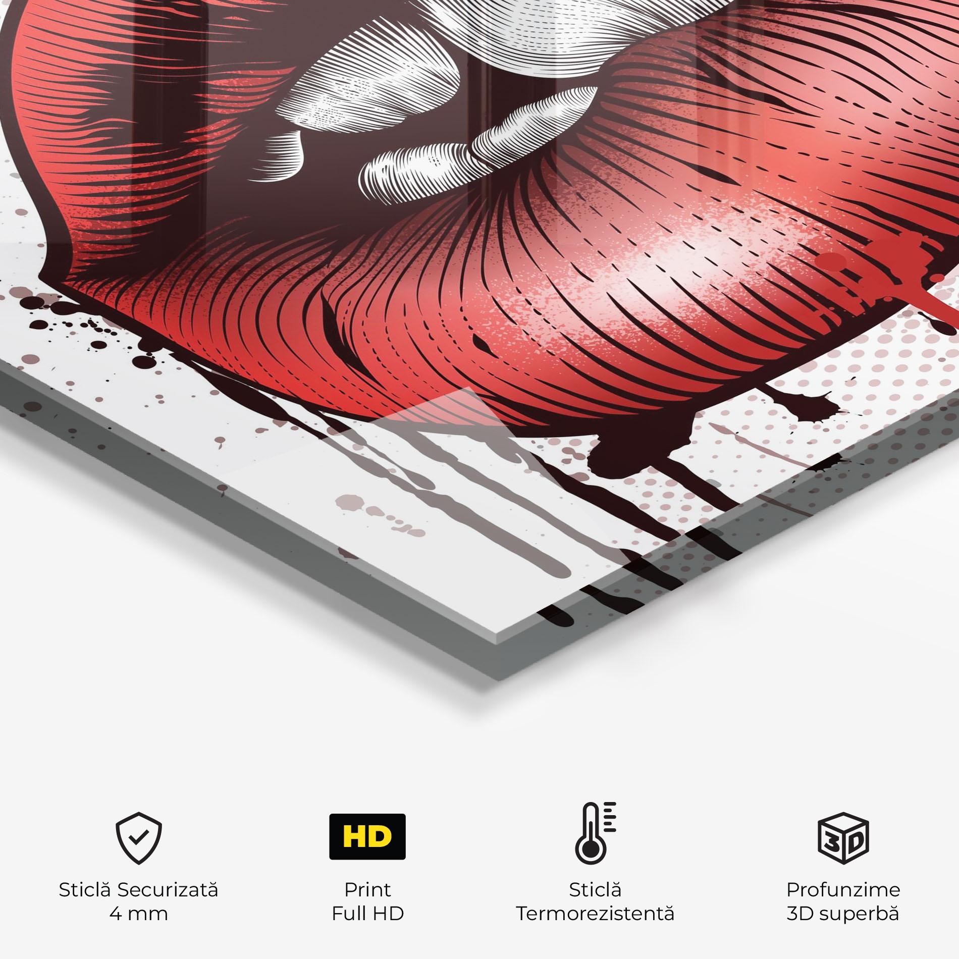 Panou Sticla Bucatarie Lips Pop Artistic mockup 2