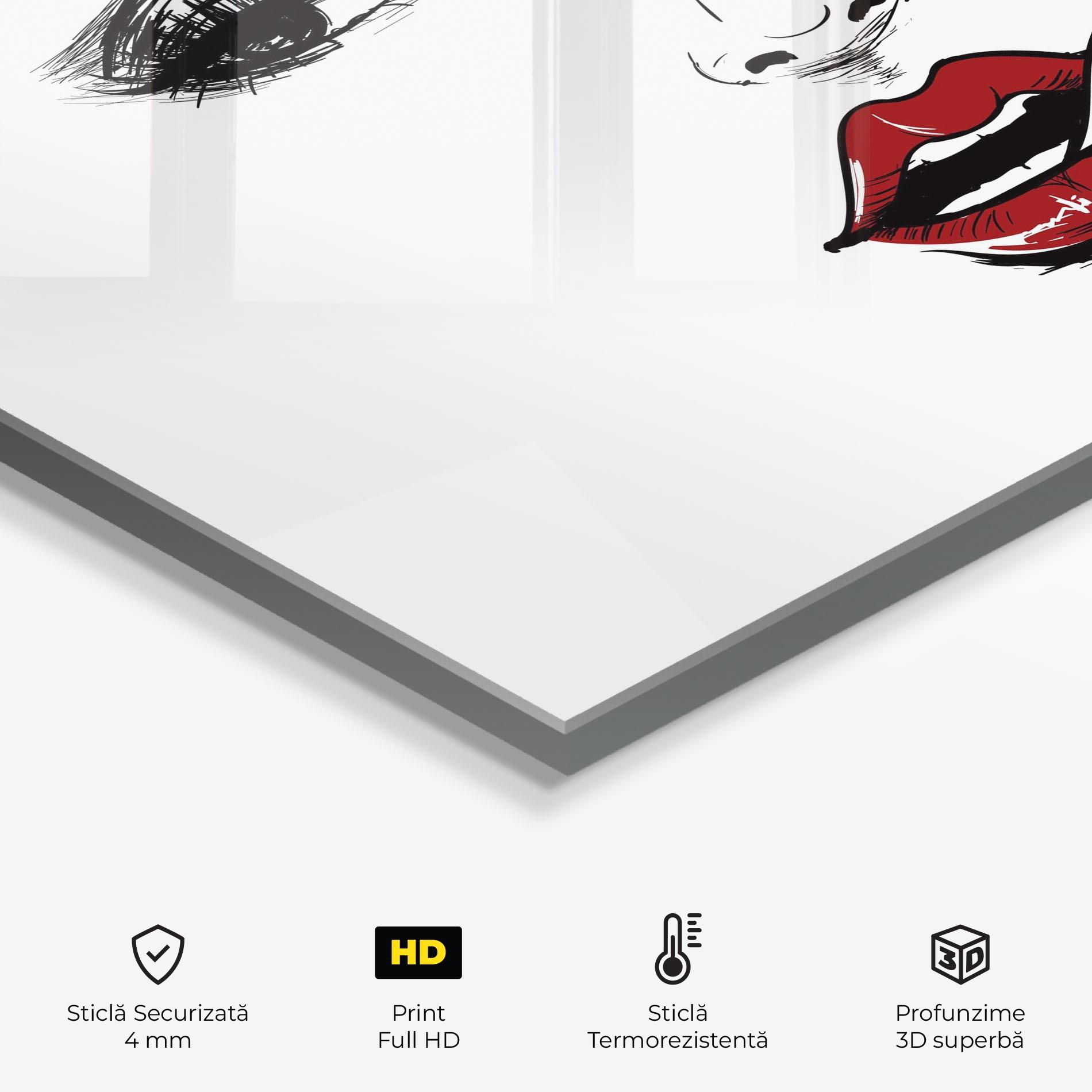 Panou Sticla Bucatarie Red Lips Looking mockup 2