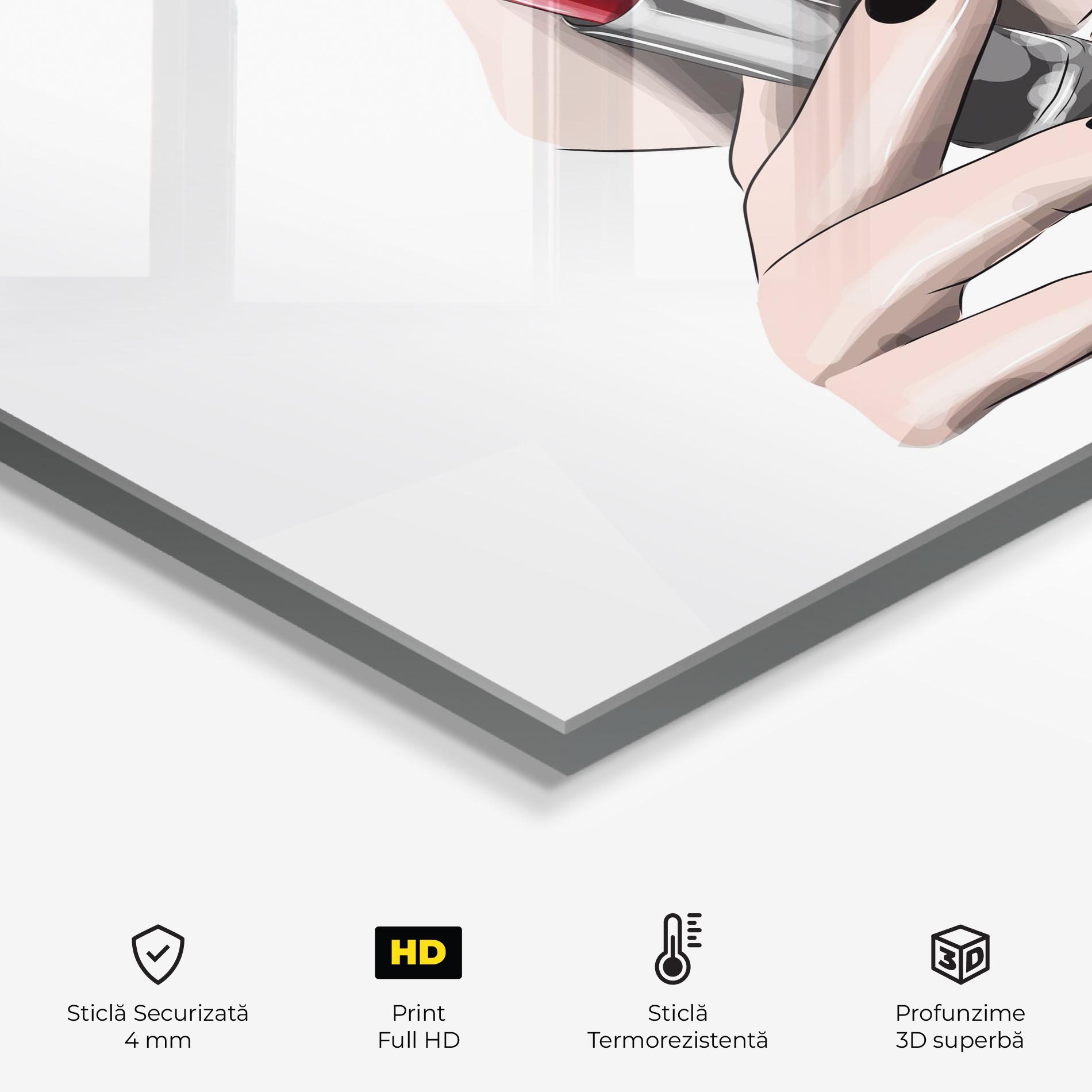 Panou Sticla Bucatarie Red Lipstick mockup 2