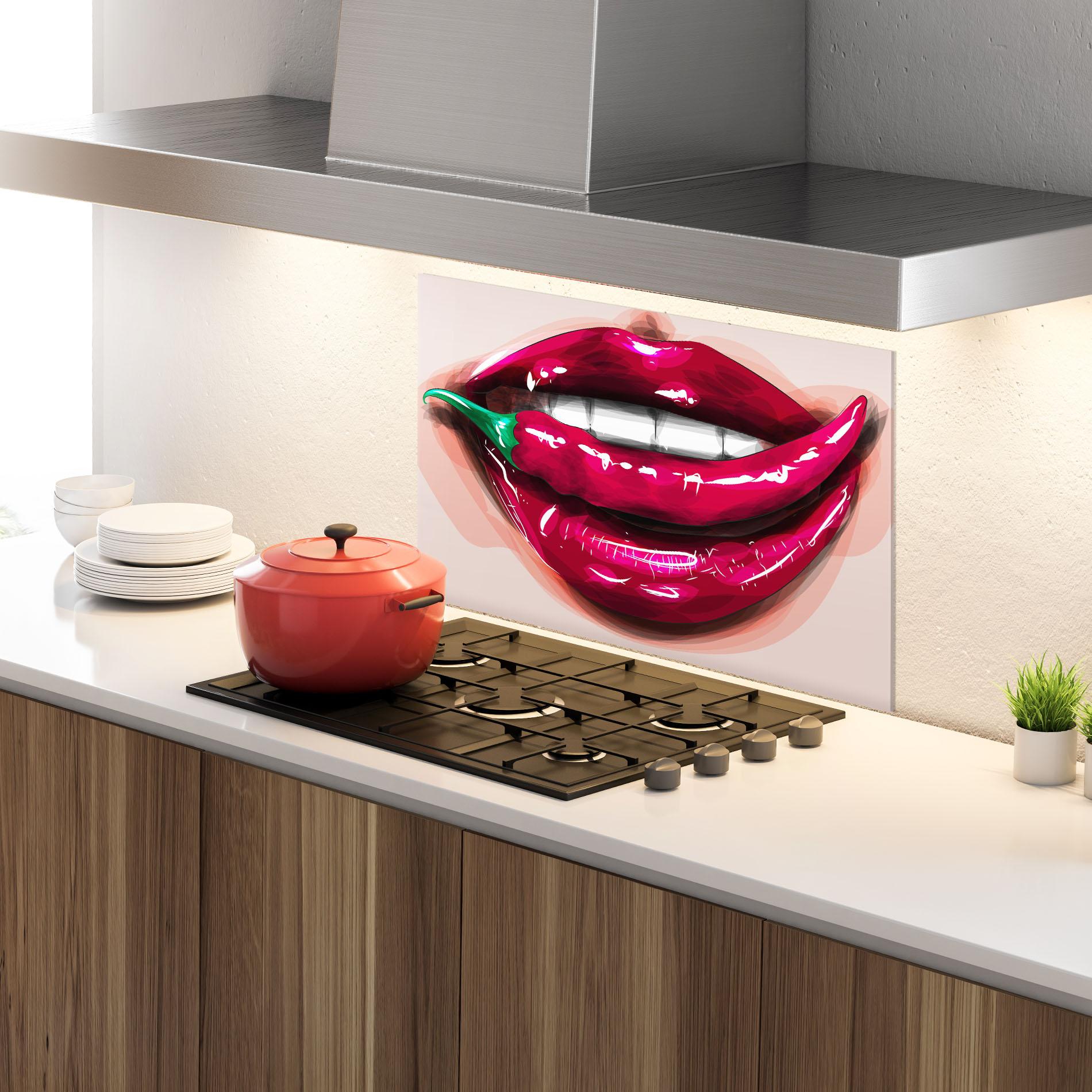 Panou Sticla Bucatarie Chilli Lips mockup 4