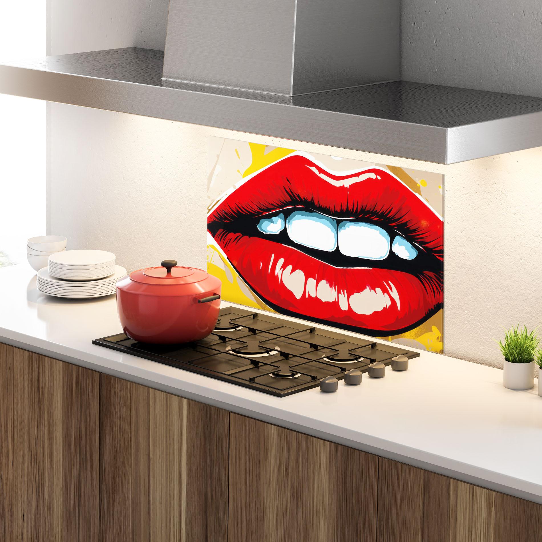Panou Sticla Bucatarie Pop Lips mockup 4