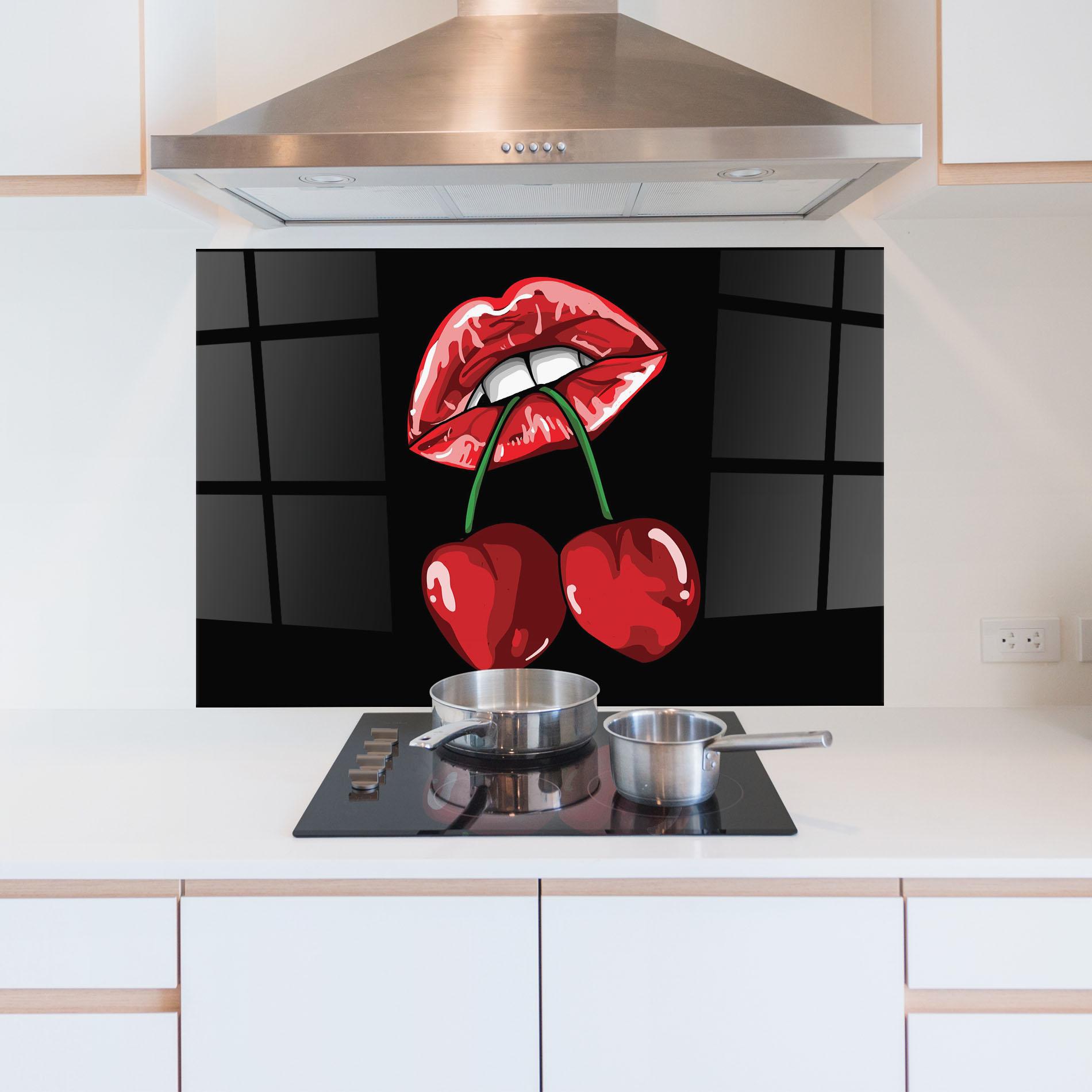 Panou Sticla Bucatarie Cherry Lips mockup 5