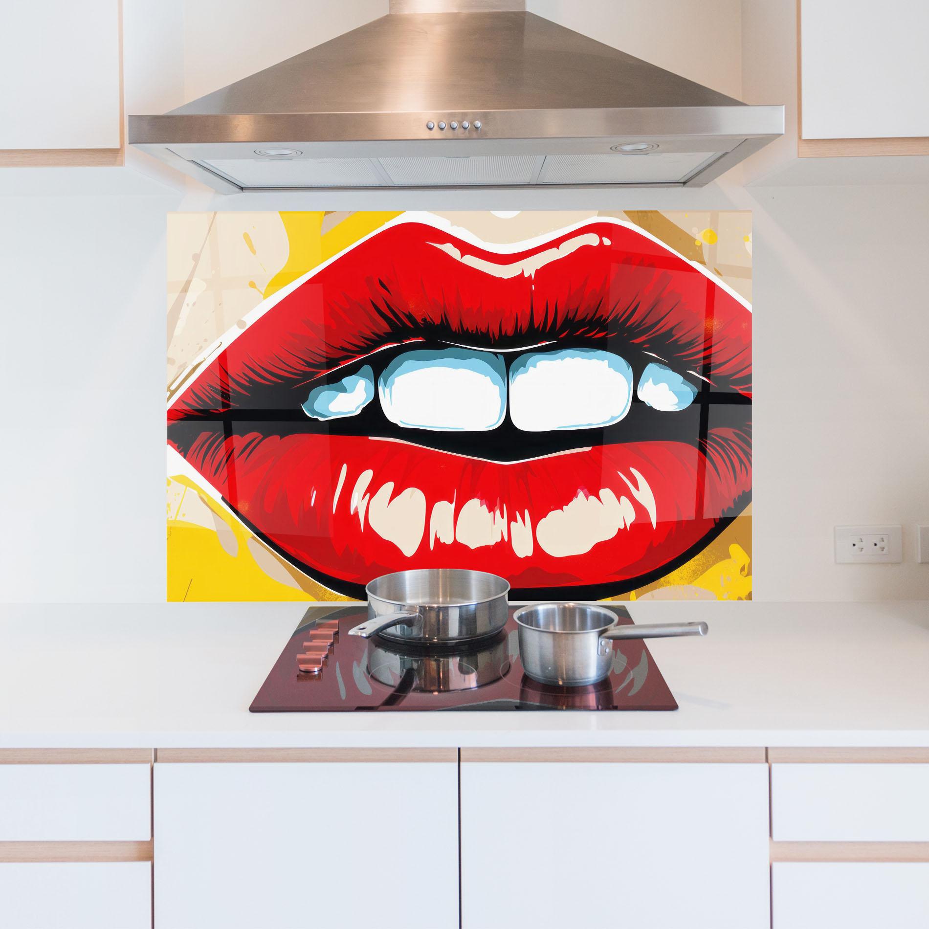 Panou Sticla Bucatarie Pop Lips mockup 5