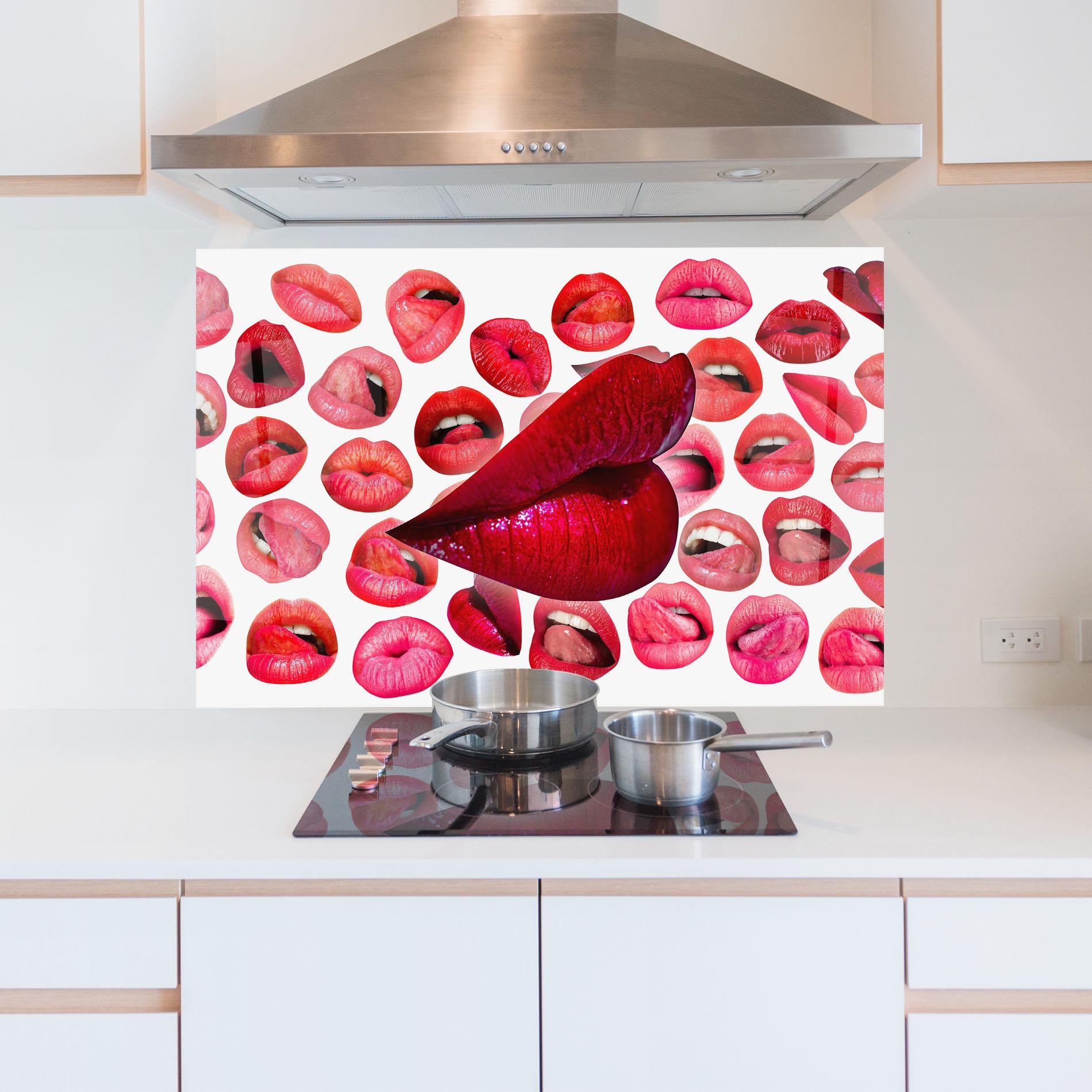 Panou Sticla Bucatarie Red Lip Female mockup 5