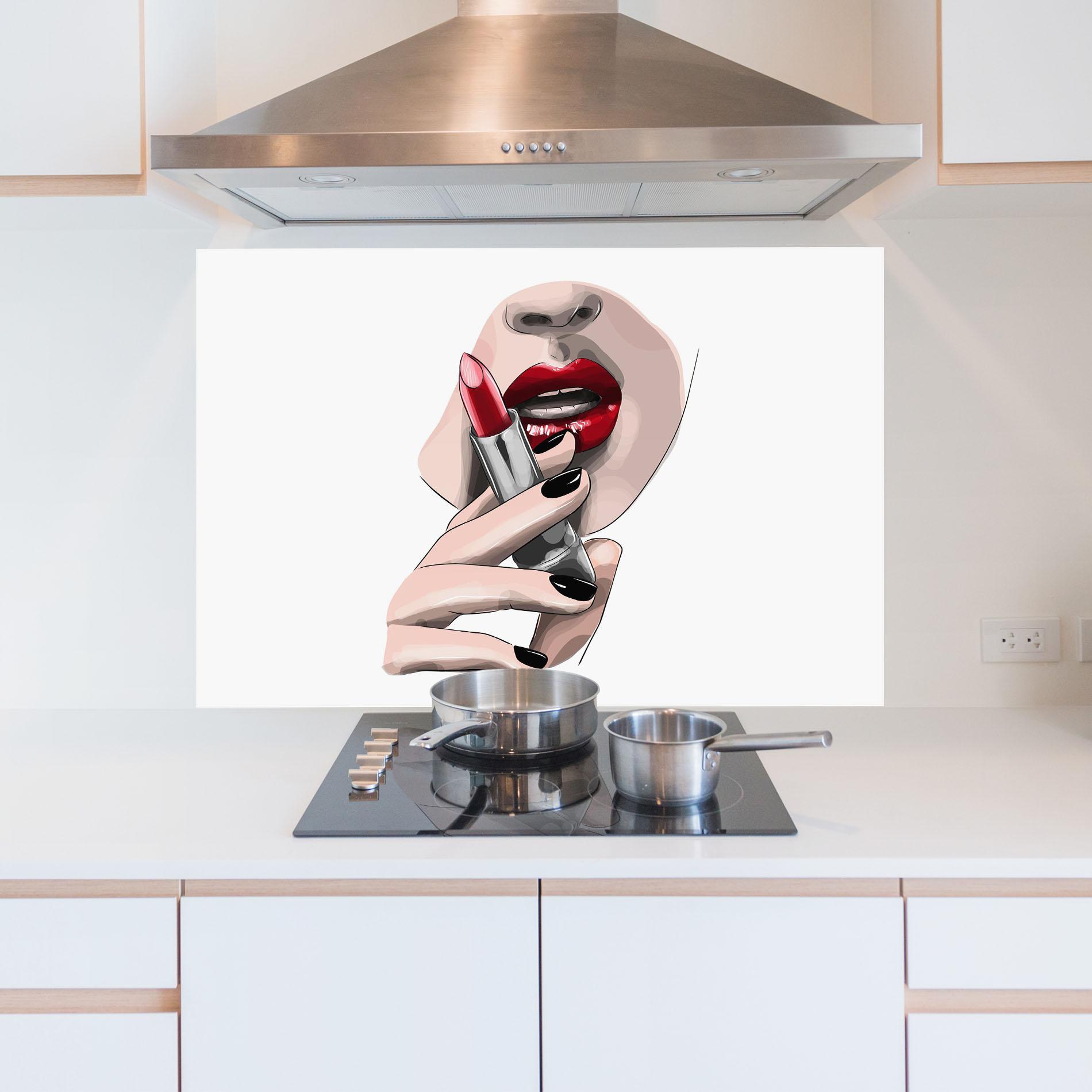 Panou Sticla Bucatarie Red Lipstick mockup 5
