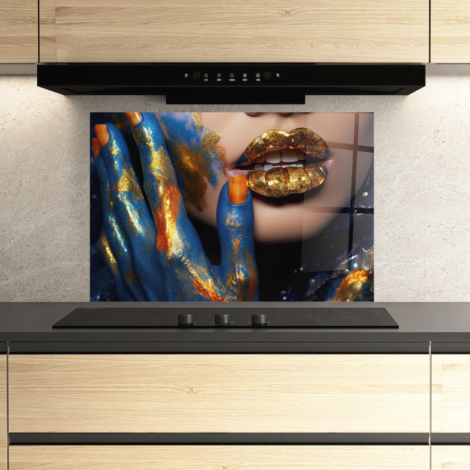 Panou Sticla Bucatarie Blue Hand Lips mockup 3