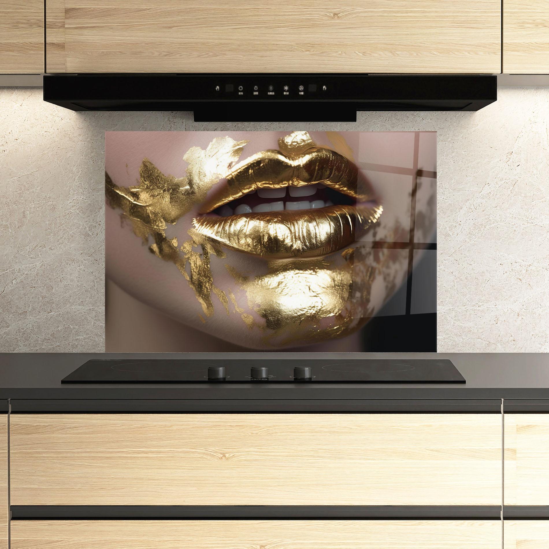 Panou Sticla Bucatarie Gold Open Lips mockup 3