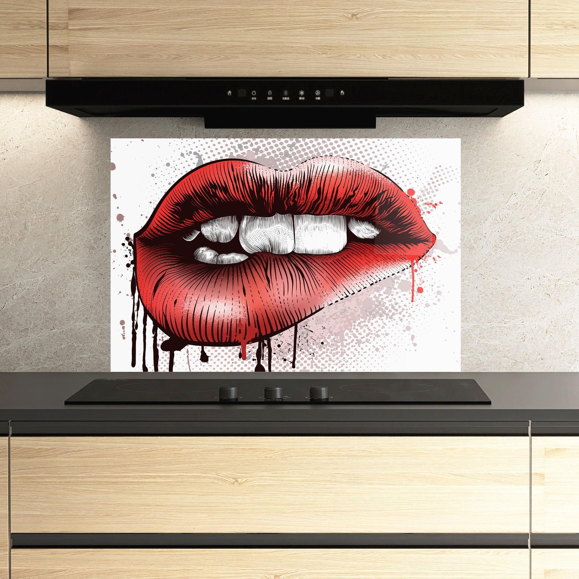 Panou Sticla Bucatarie Lips Pop Artistic mockup 3