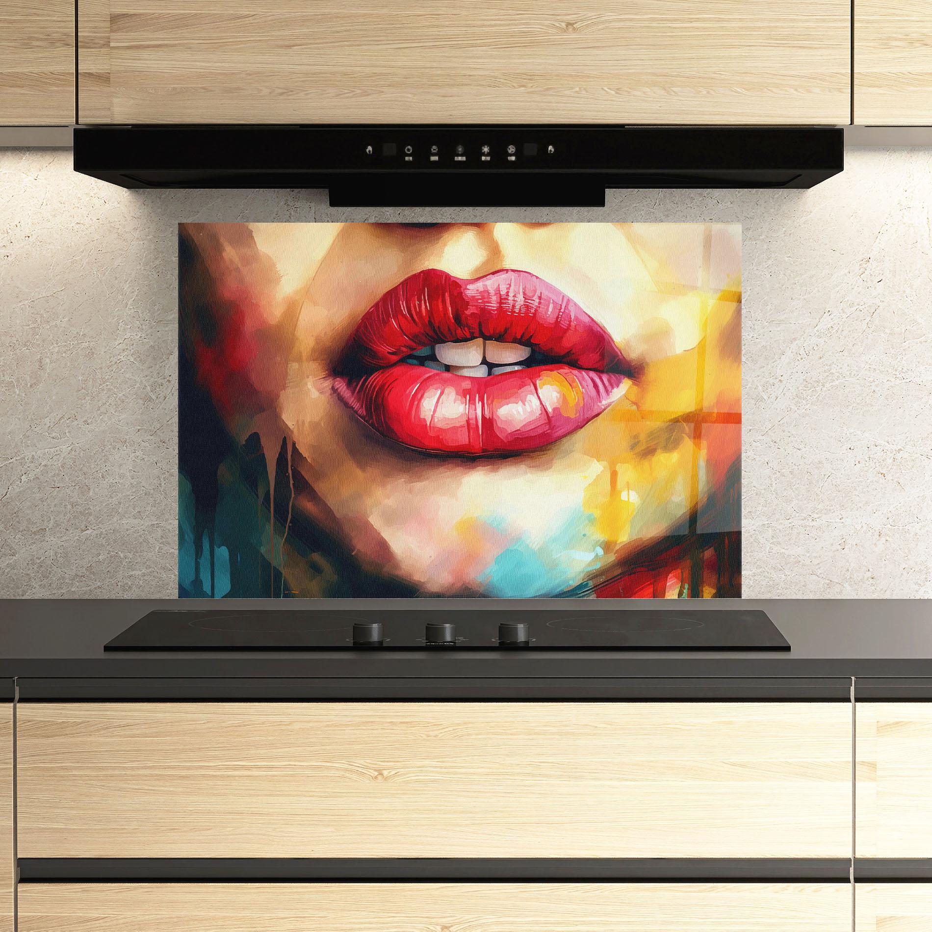 Panou Sticla Bucatarie Painting Texture Lips mockup 3