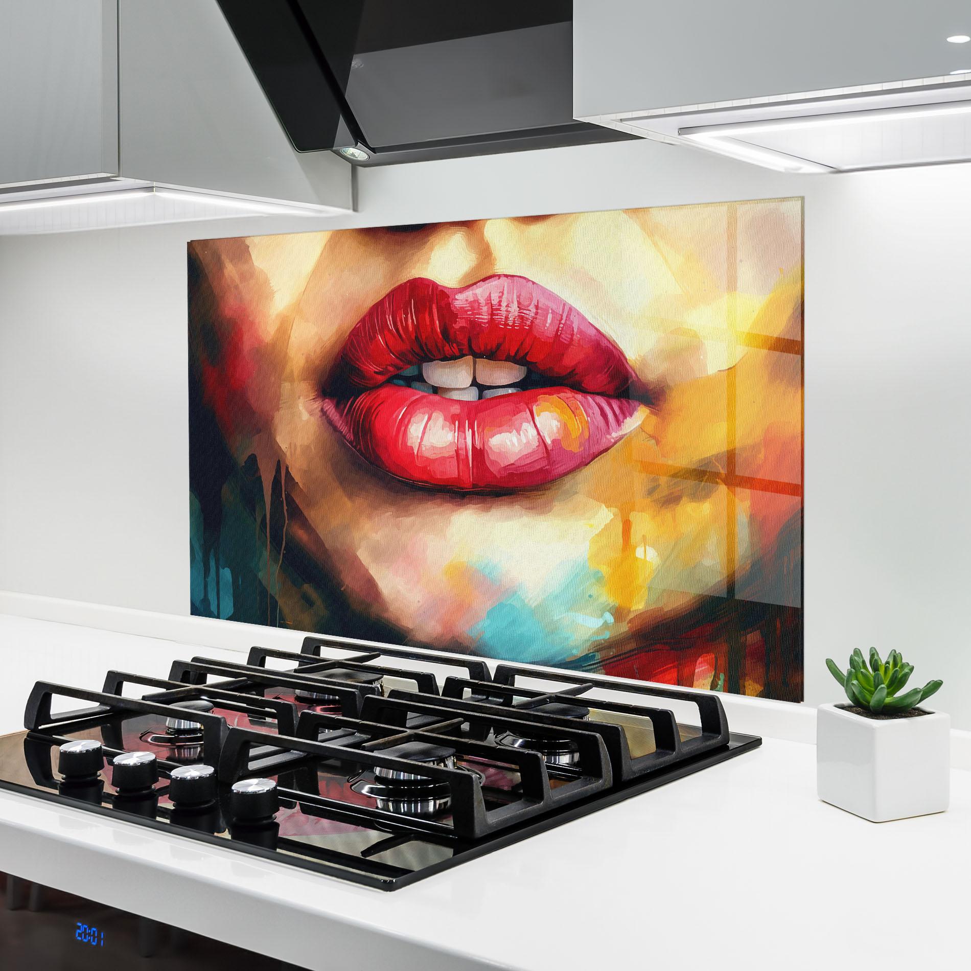Panou Sticla Bucatarie Painting Texture Lips mockup 6