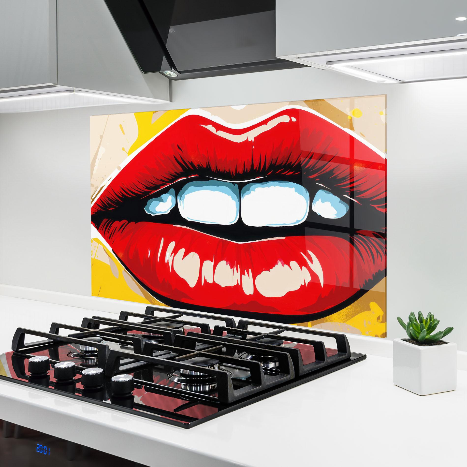 Panou Sticla Bucatarie Pop Lips mockup 6