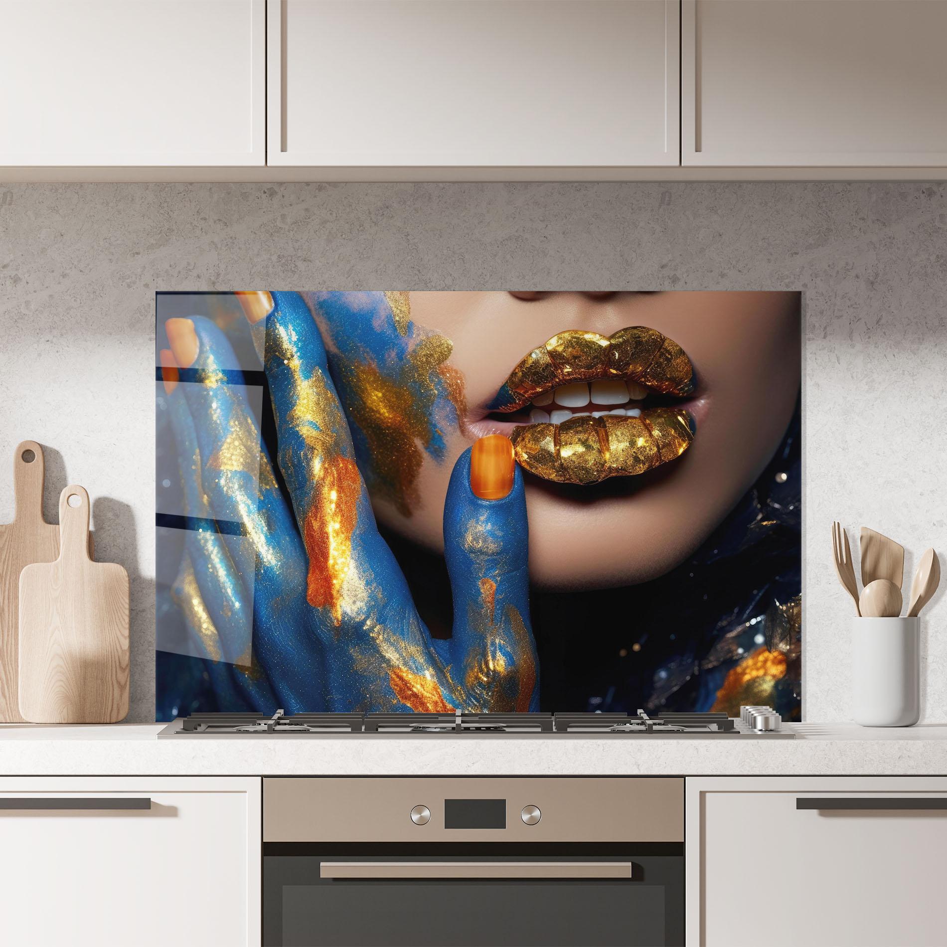 Panou Sticla Bucatarie Blue Hand Lips mockup 7