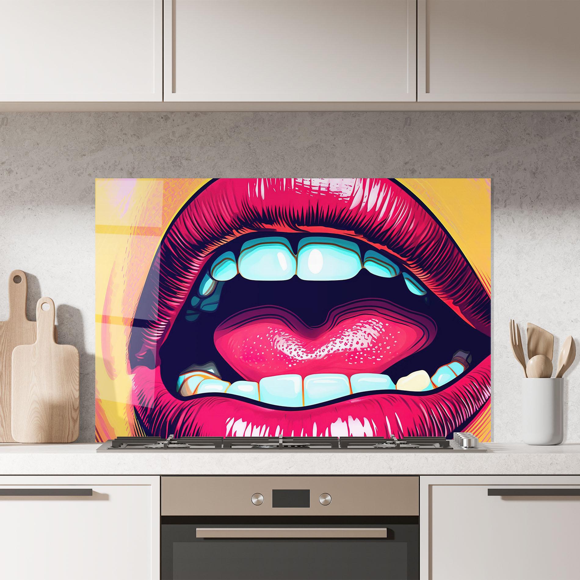 Panou Sticla Bucatarie Lips Pop Art mockup 7