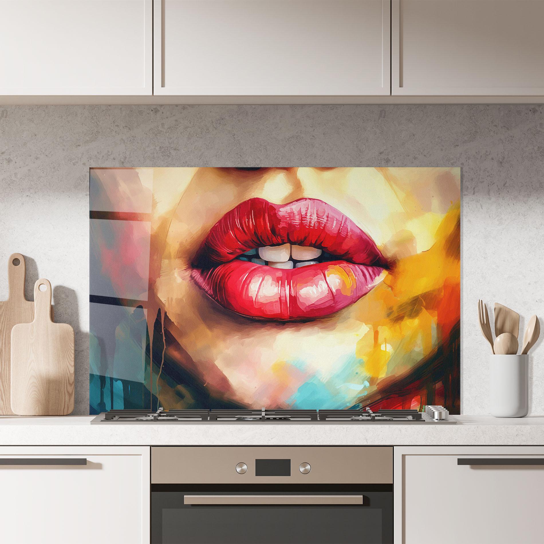 Panou Sticla Bucatarie Painting Texture Lips mockup 7