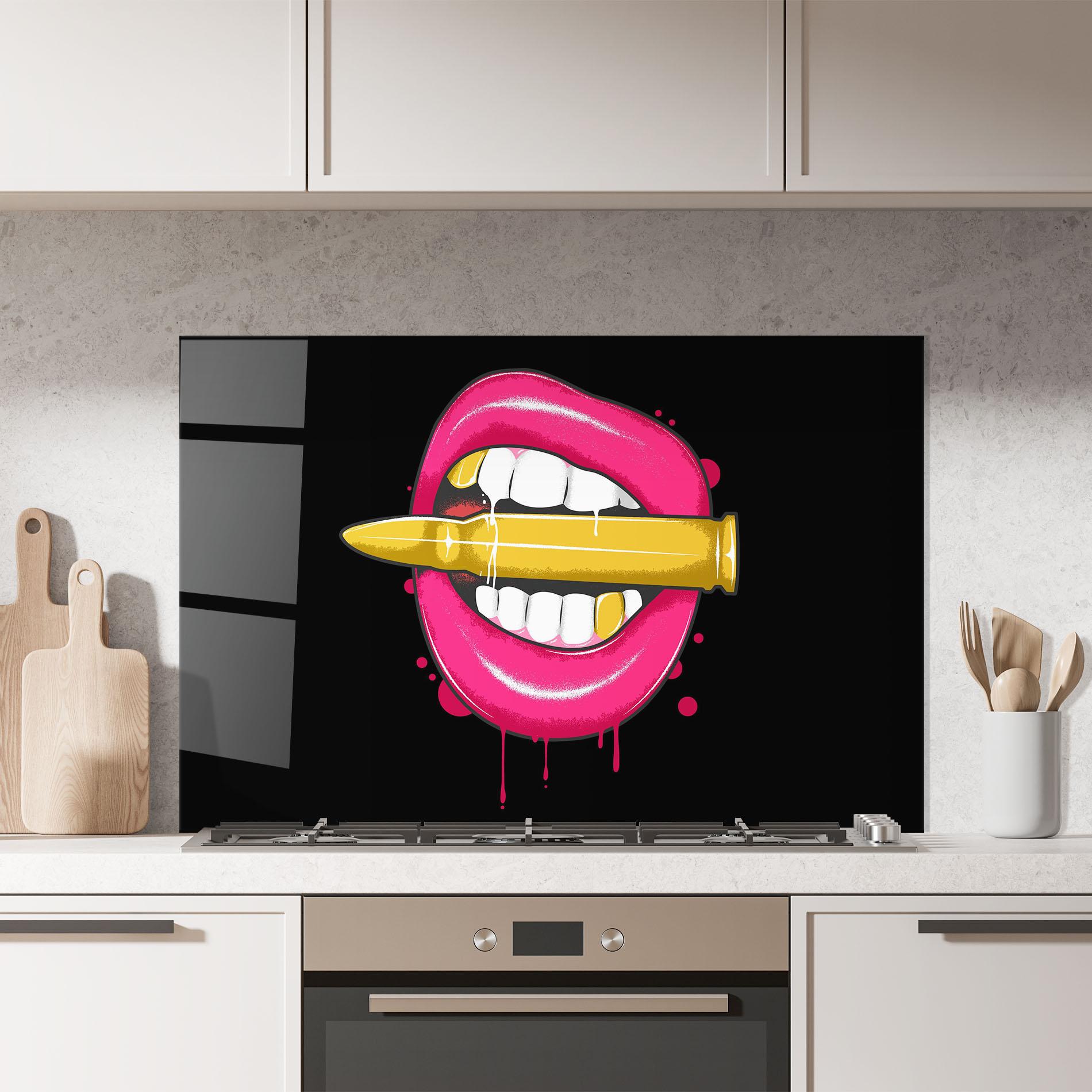 Panou Sticla Bucatarie Pink Bullet Lips mockup 7
