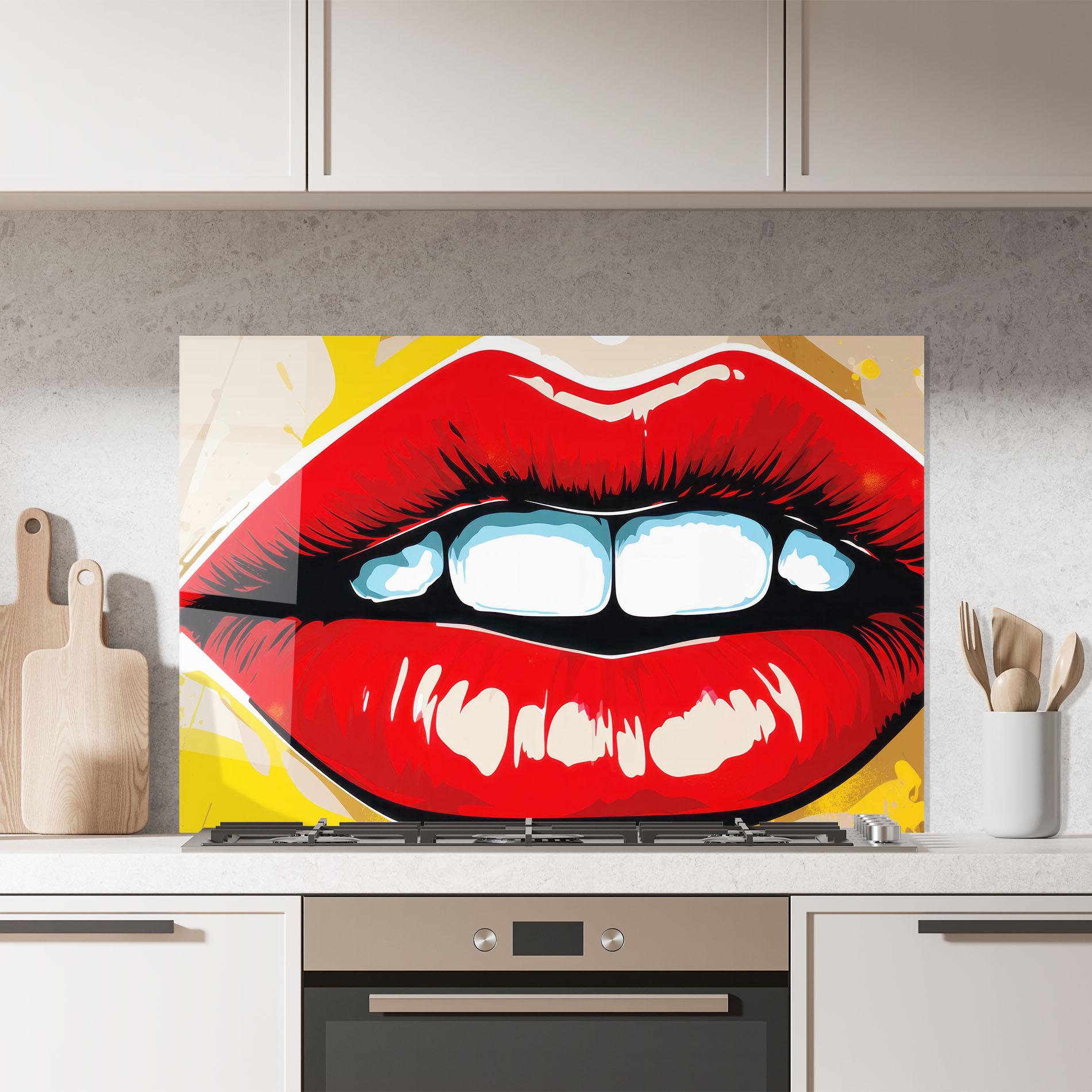 Panou Sticla Bucatarie Pop Lips mockup 7