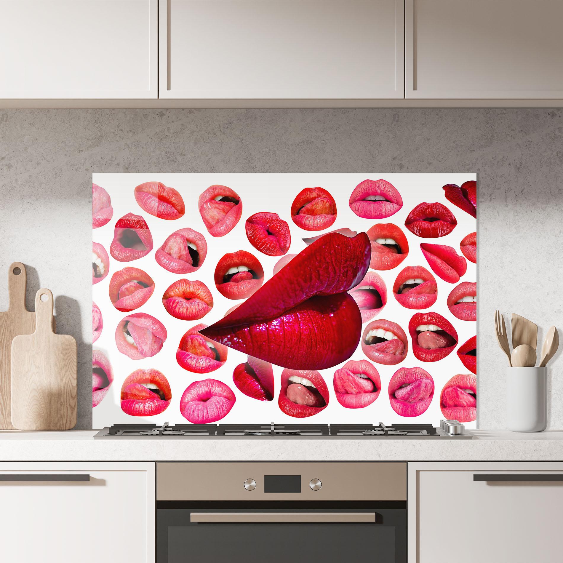 Panou Sticla Bucatarie Red Lip Female mockup 7