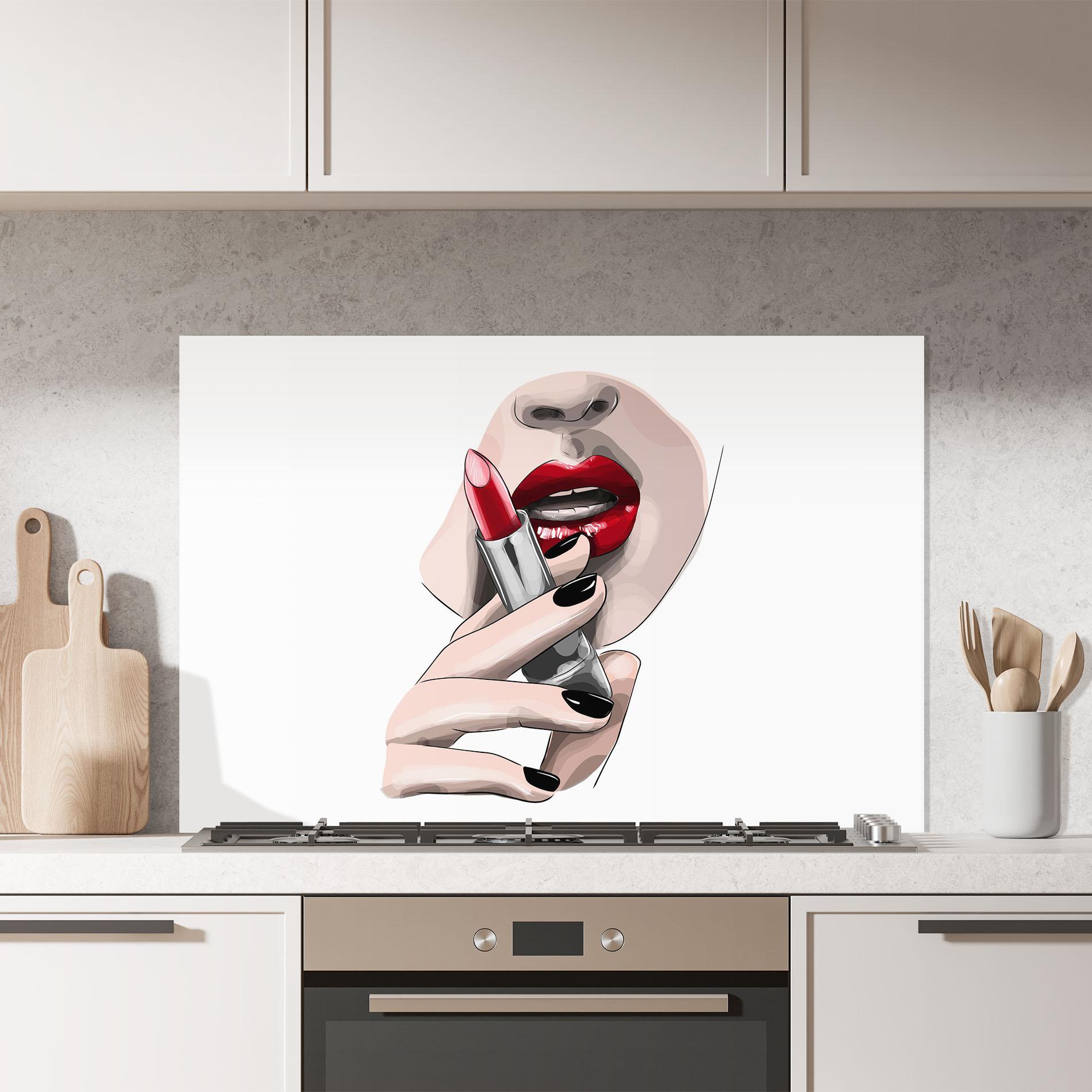 Panou Sticla Bucatarie Red Lipstick mockup 7