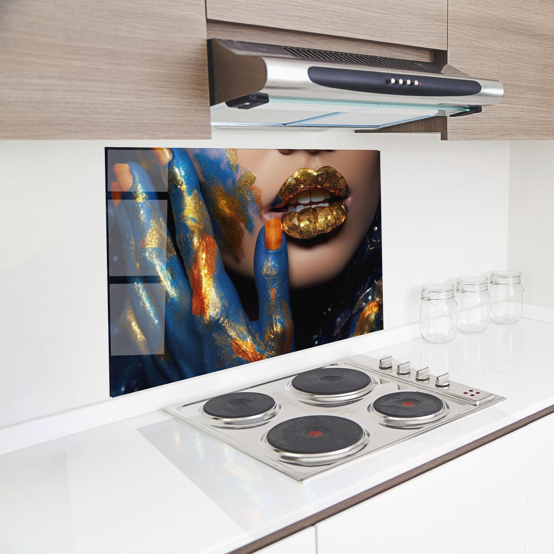 Panou Sticla Bucatarie Blue Hand Lips mockup 8